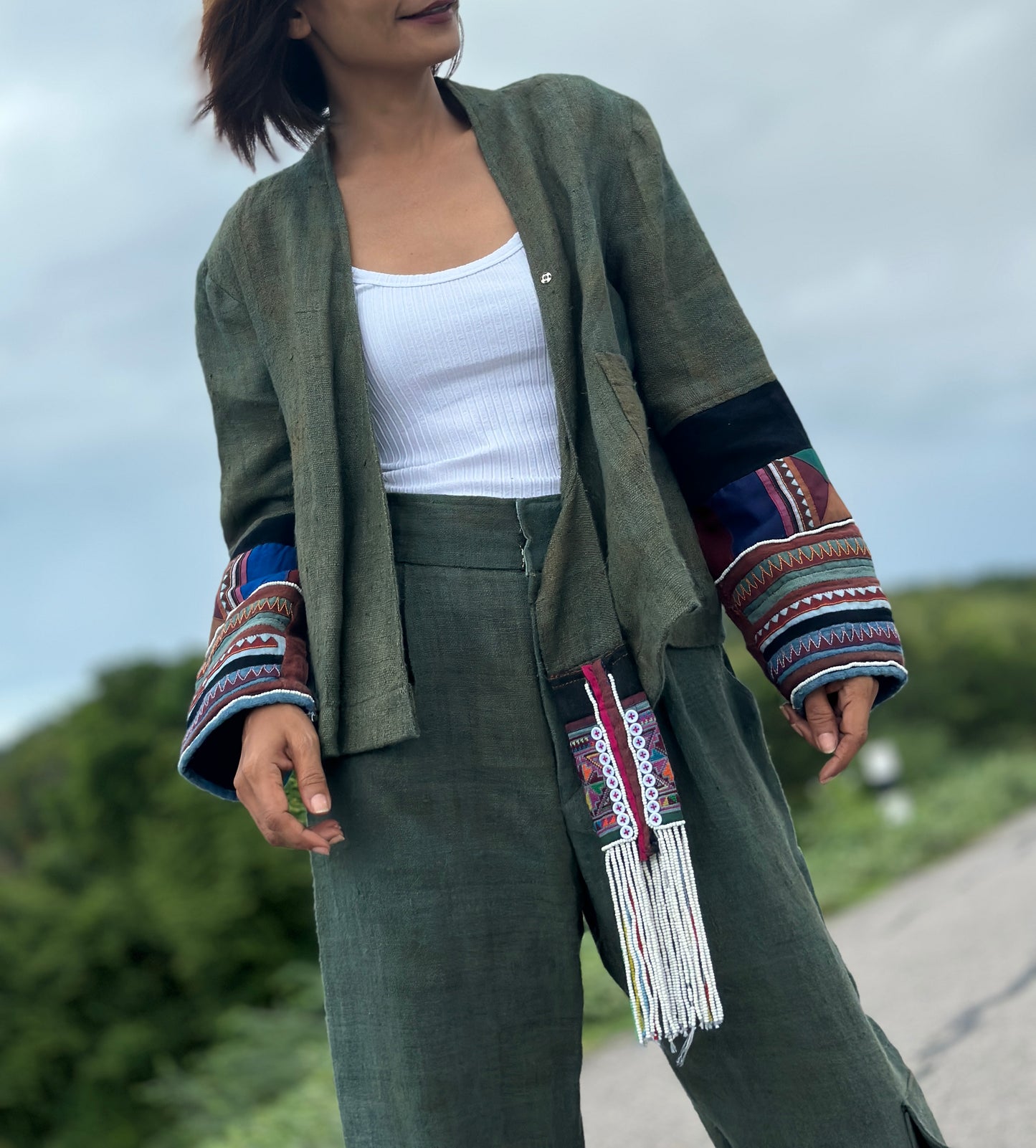 Cross front jacket top