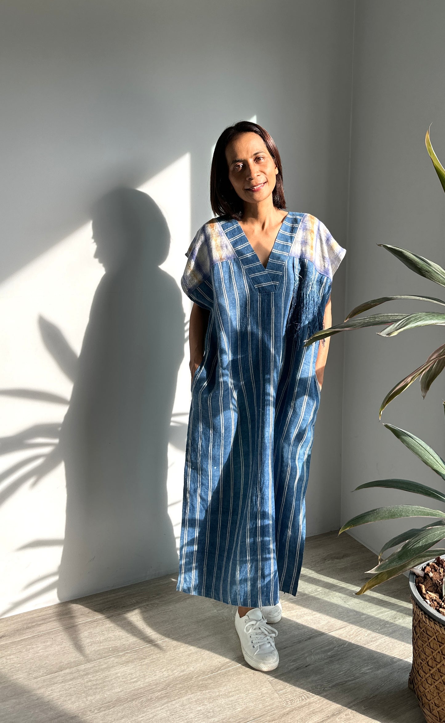 Indigo kaftan dress