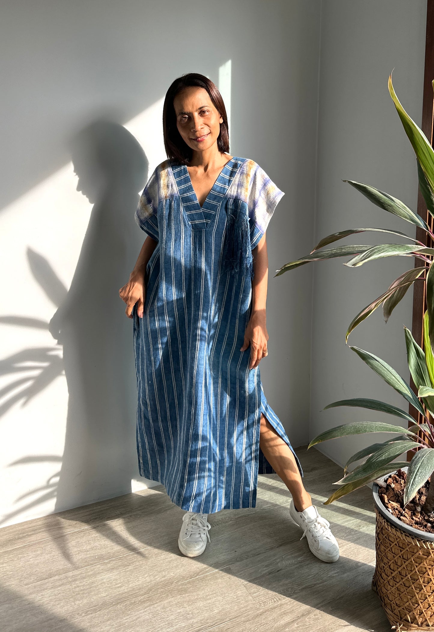 Indigo kaftan dress