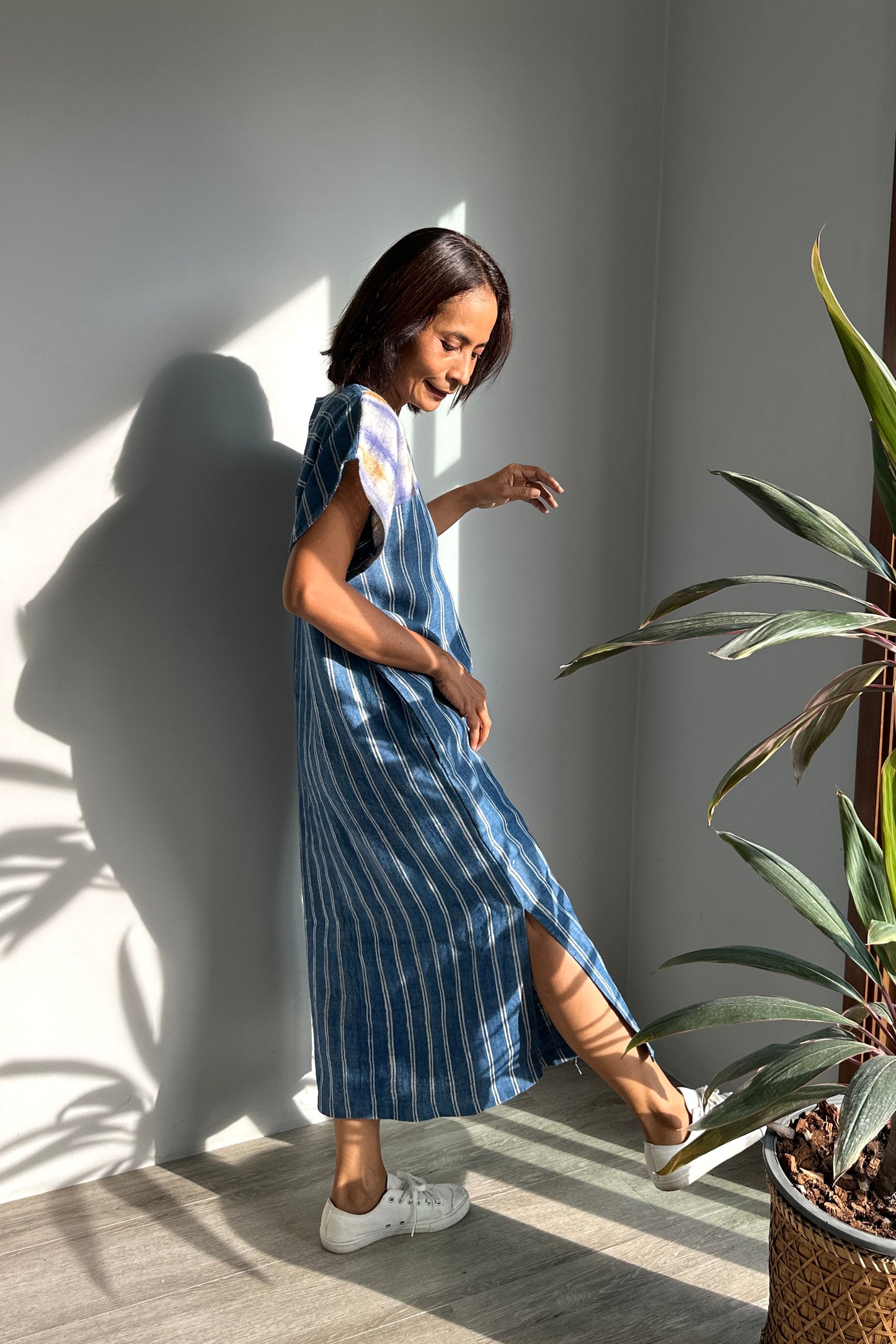 Indigo kaftan dress