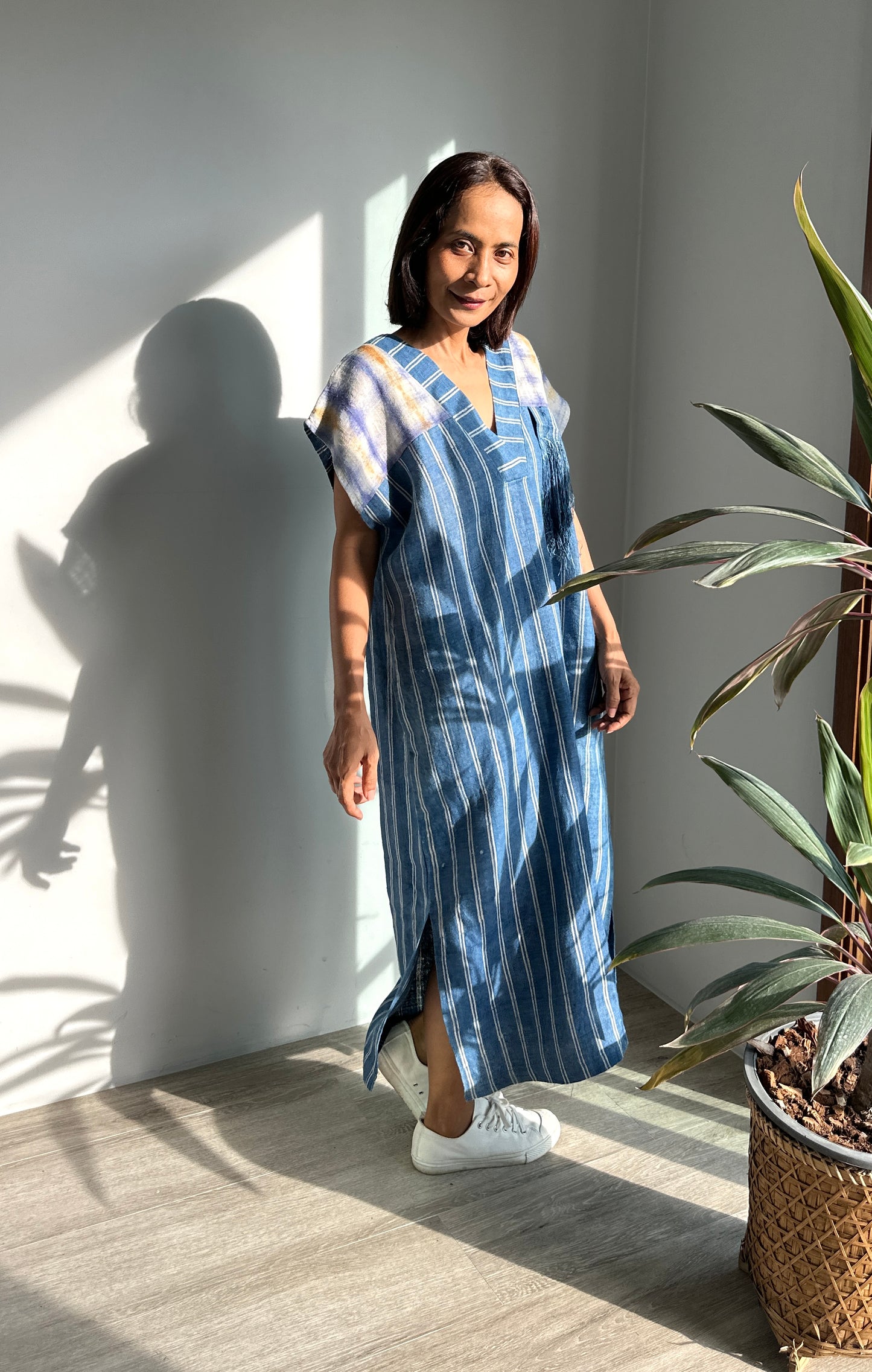 Indigo kaftan dress