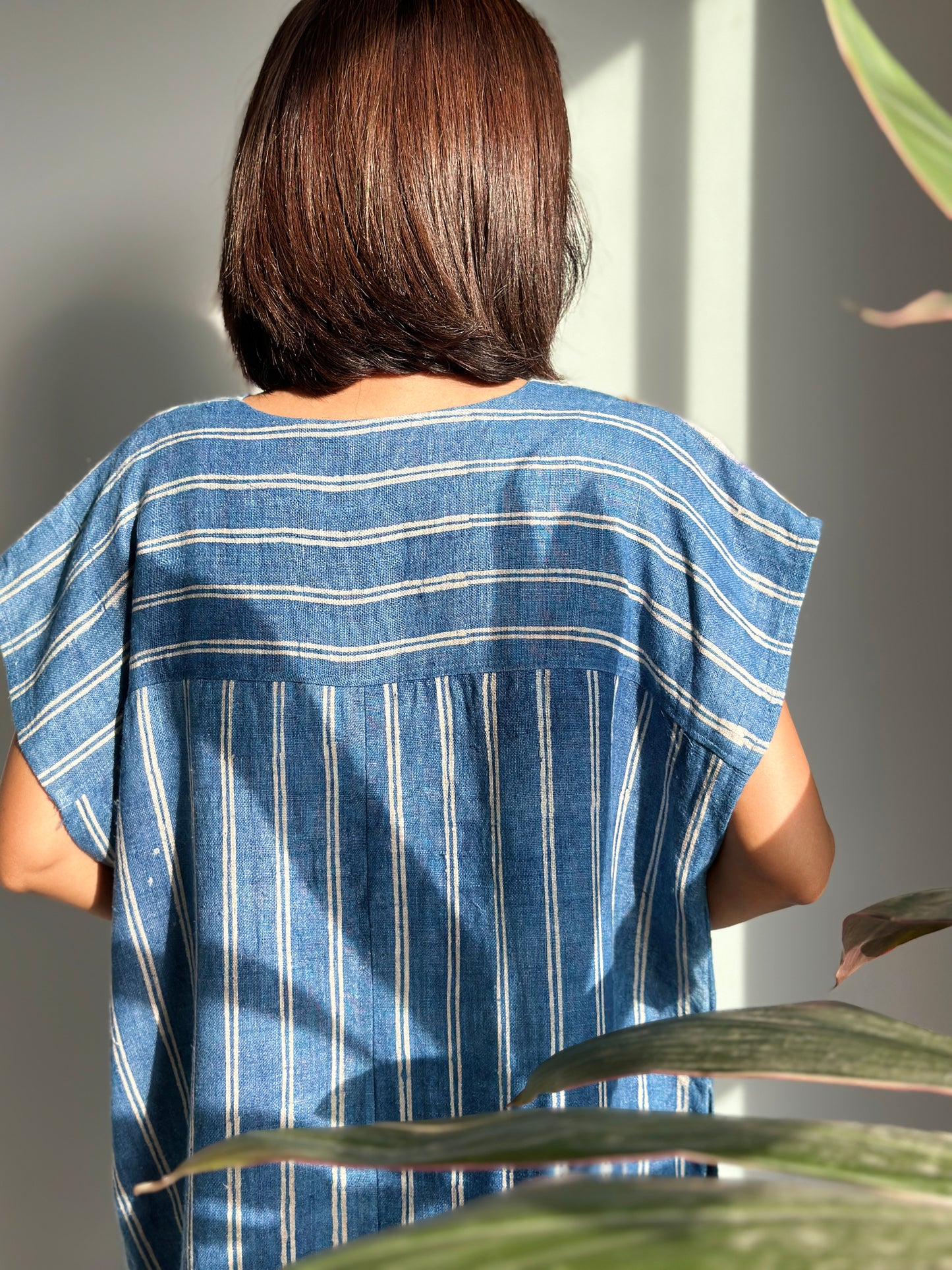 Indigo-Kaftankleid