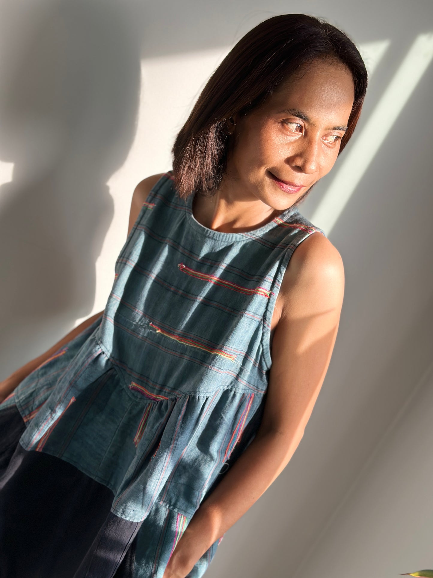 Sleeveless hemp dress