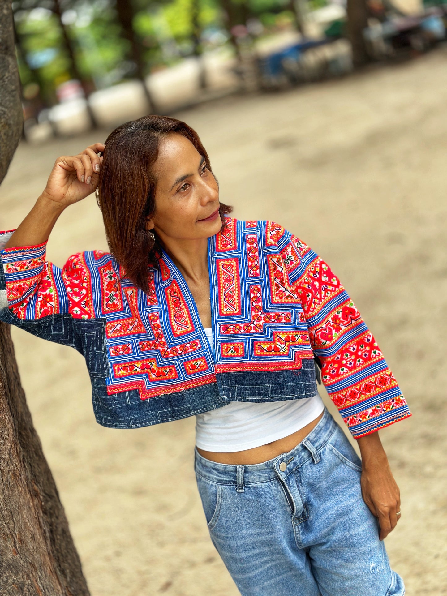Pink crop jacket top