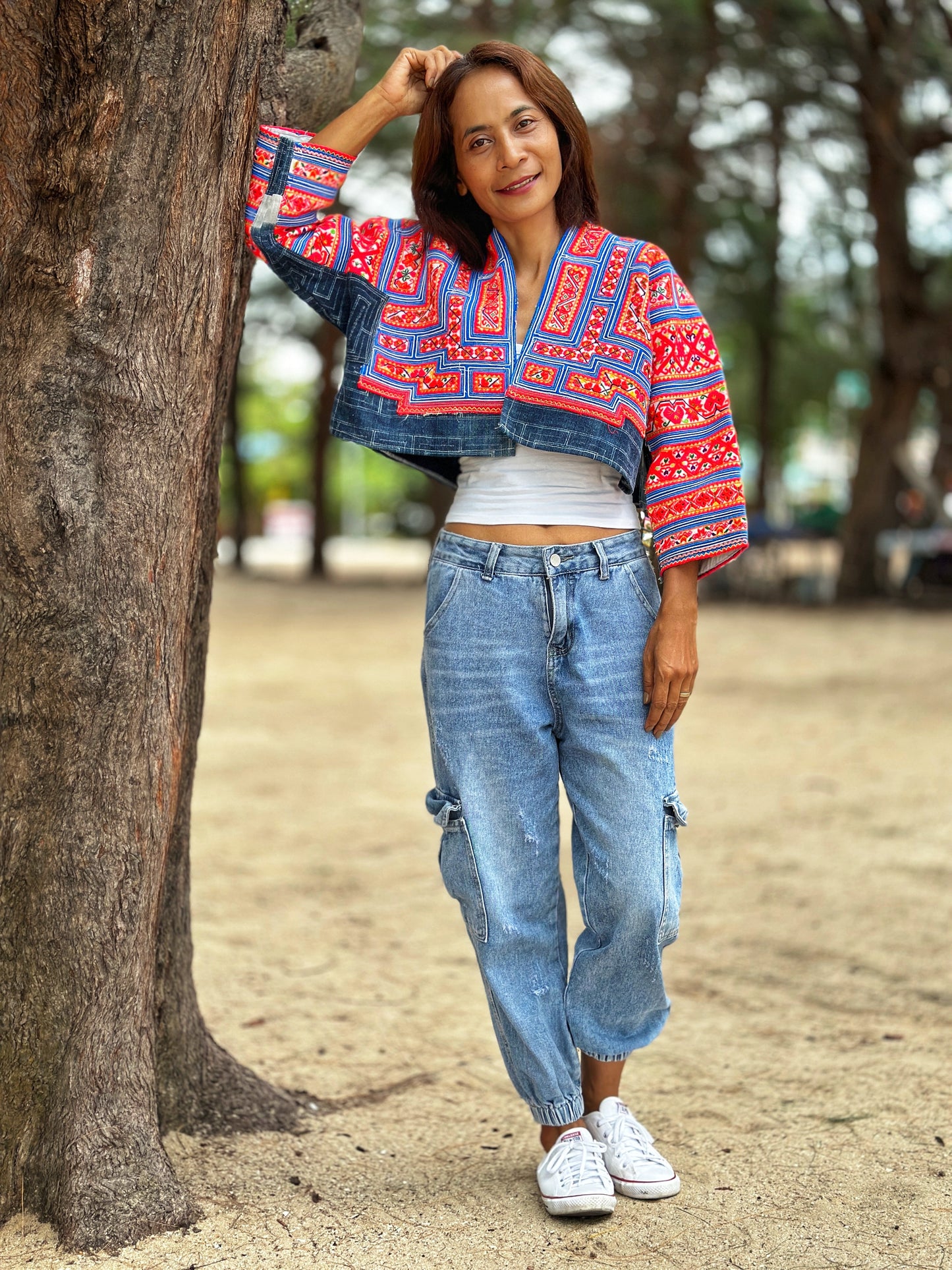 Pink crop jacket top