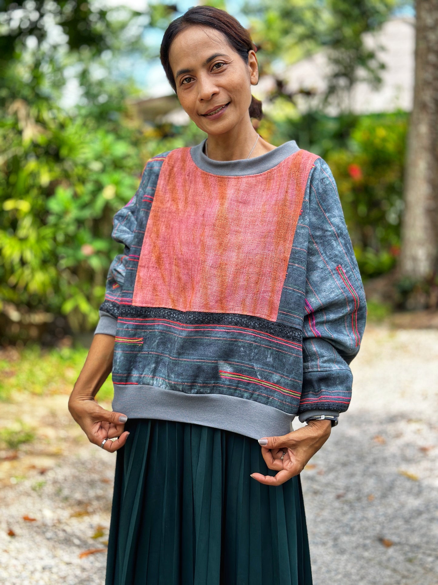 Patchwork pullover sweater