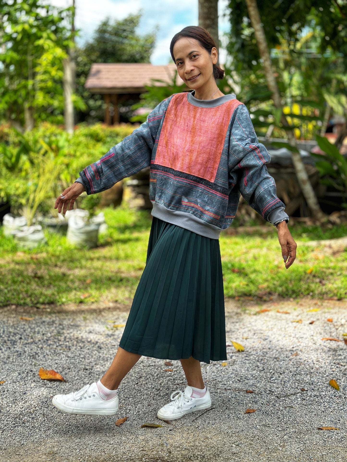 Patchwork pullover sweater