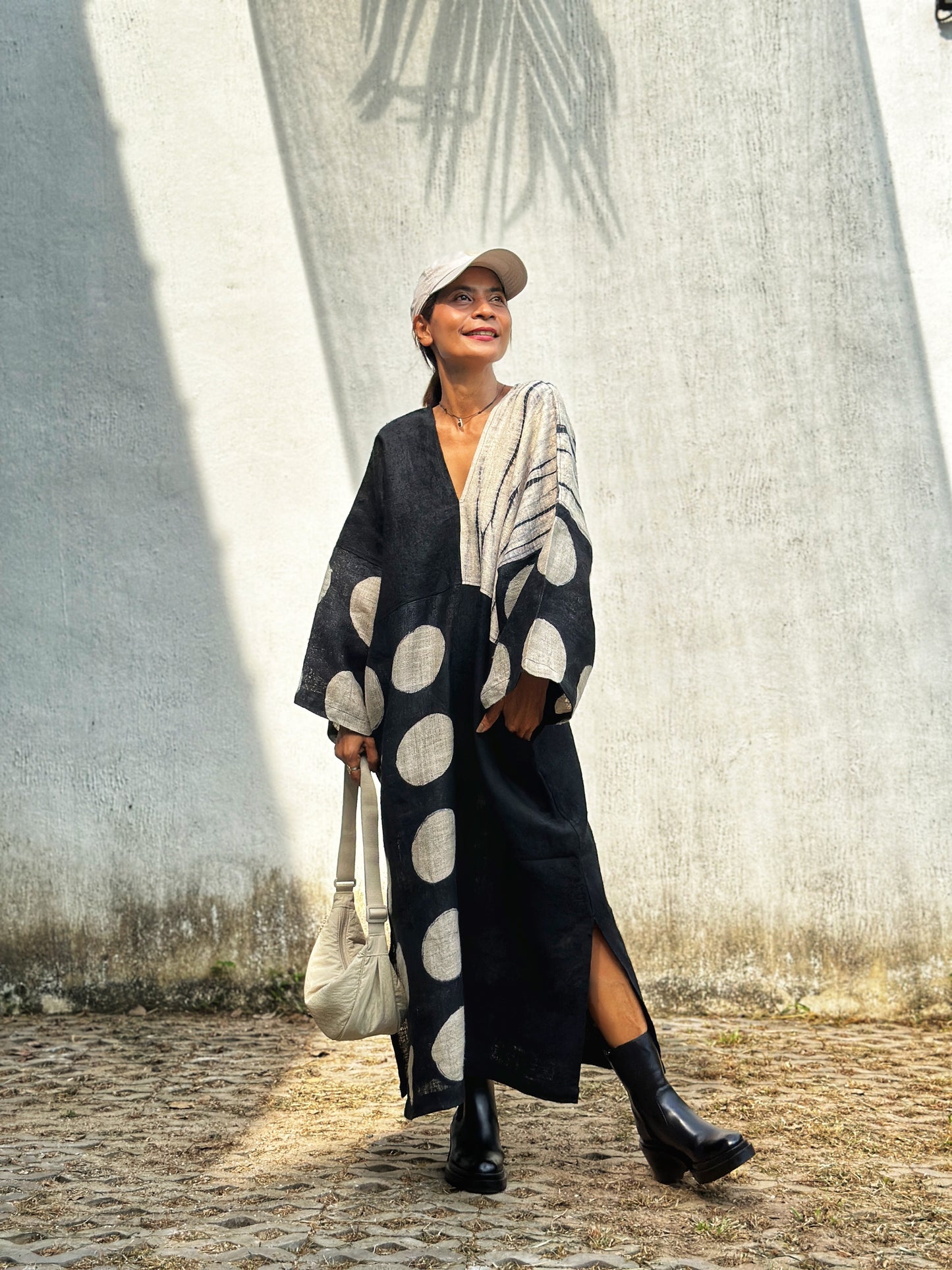 Polka dot kaftan dress