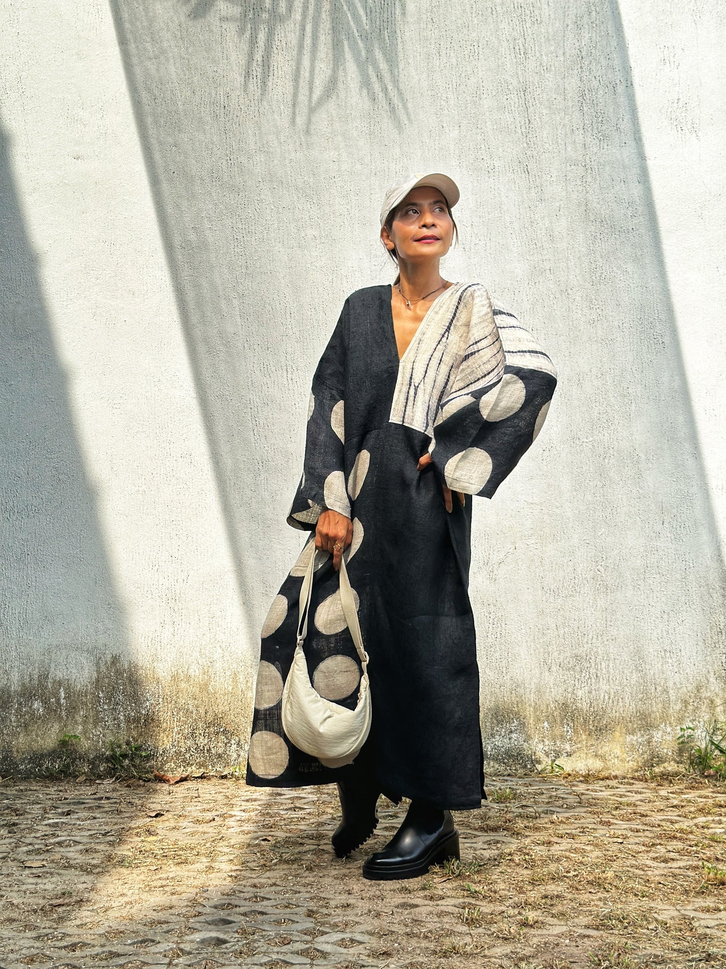 Polka dot kaftan dress