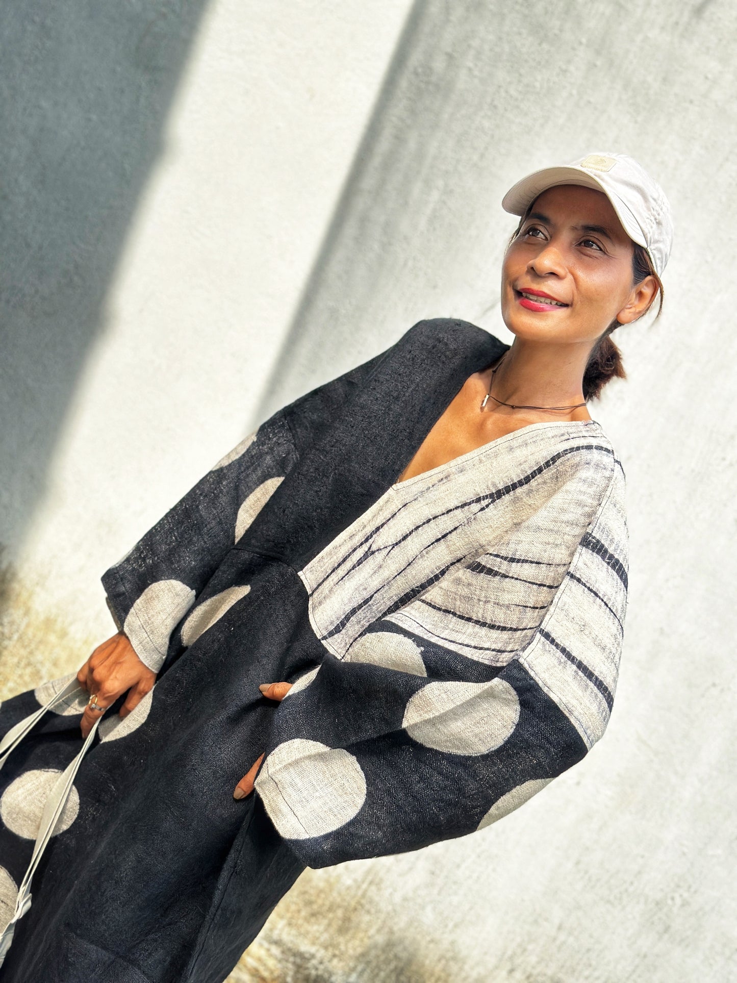 Polka dot kaftan dress