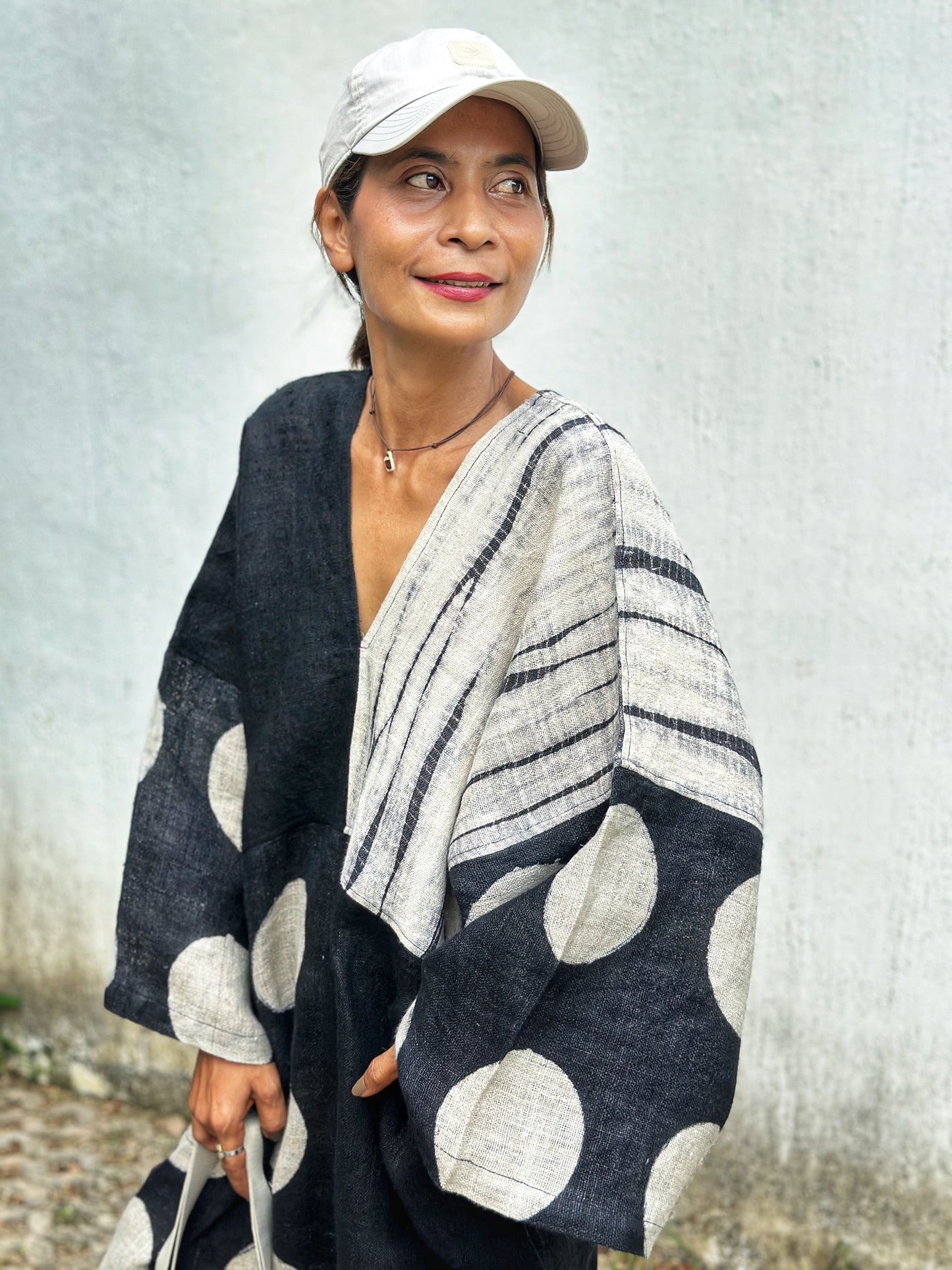 Polka dot kaftan dress
