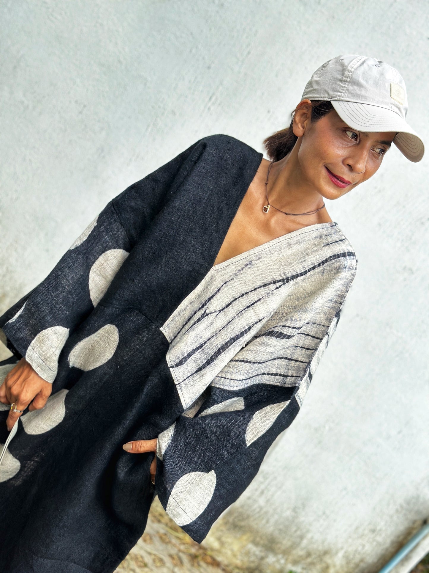 Polka dot kaftan dress