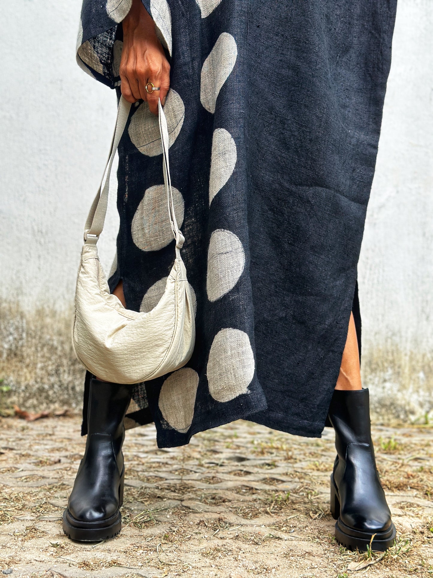 Polka dot kaftan dress