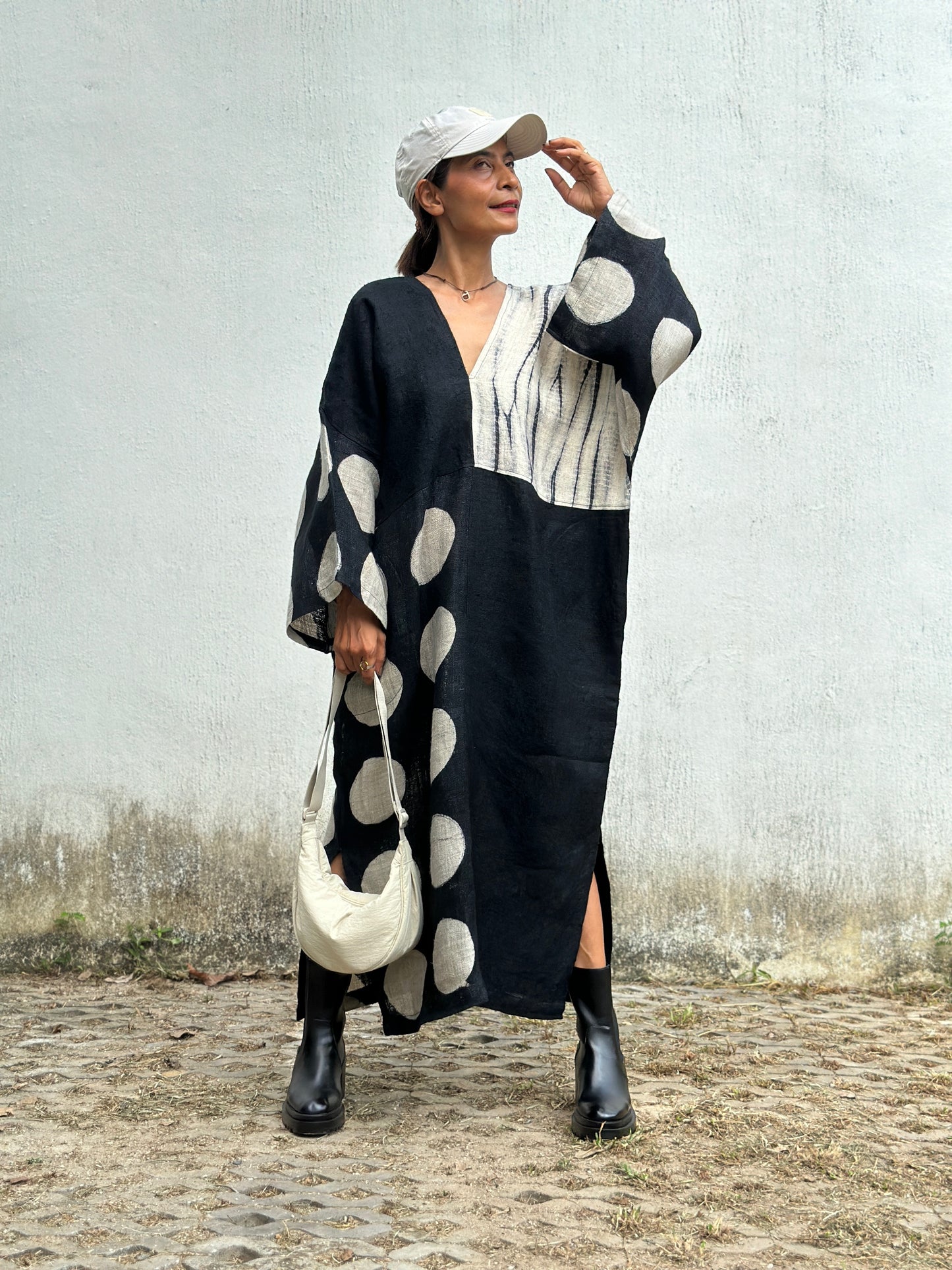 Polka dot kaftan dress