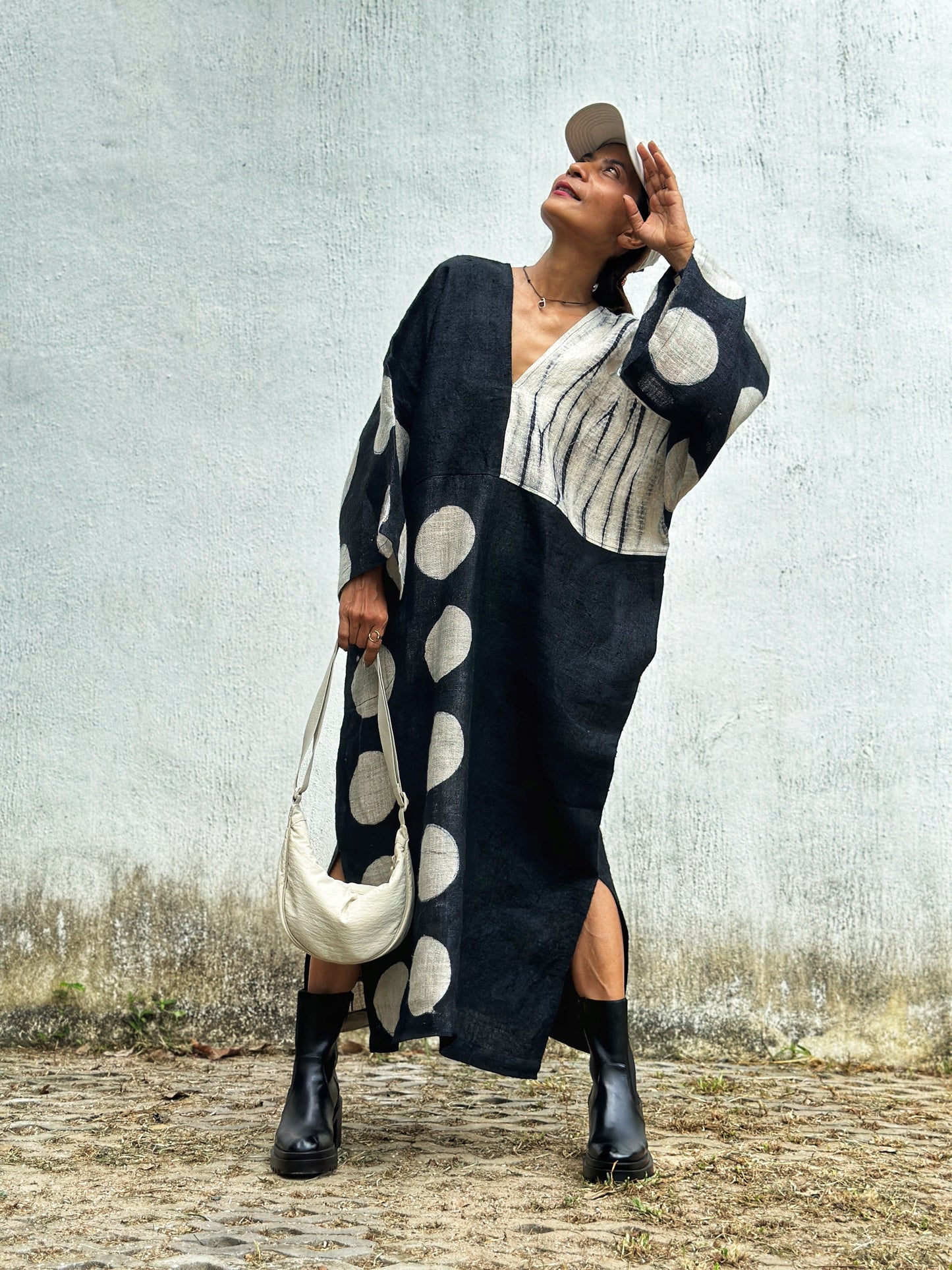 Polka dot kaftan dress