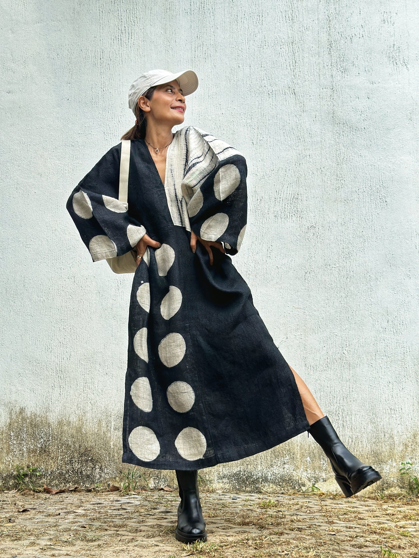 Polka dot kaftan dress