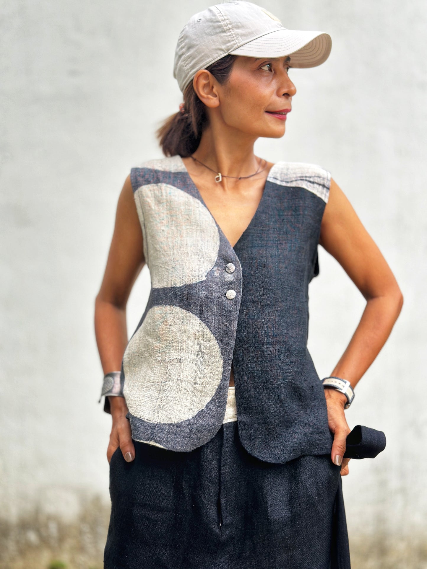 Matching skirt and top (shibori and dot)