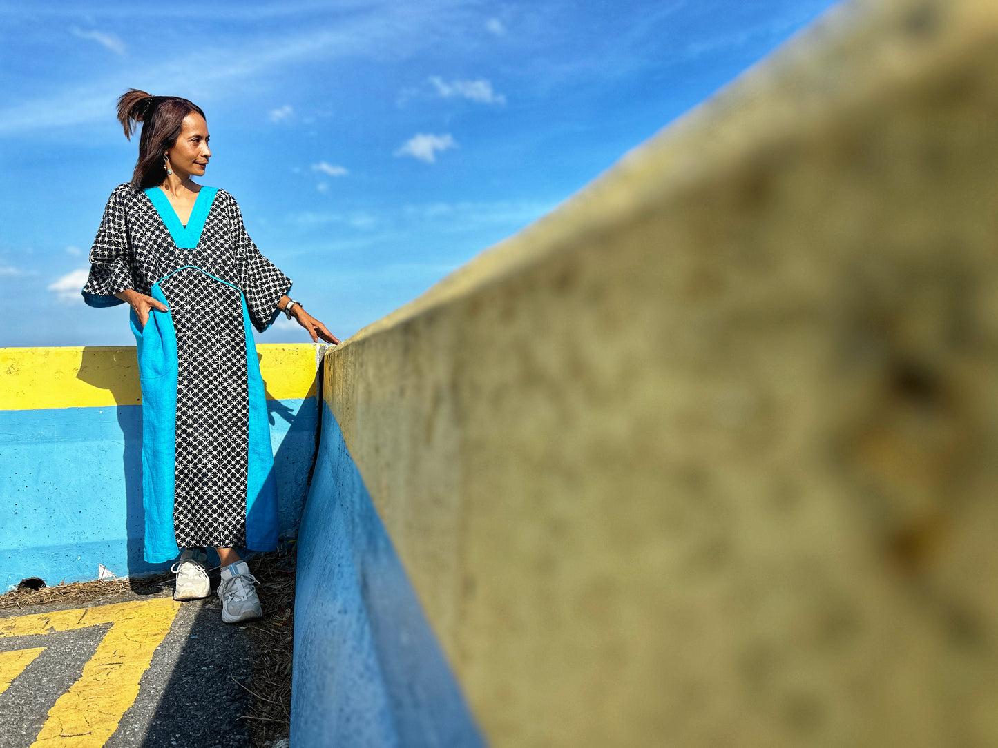 Blaues Kaftankleid