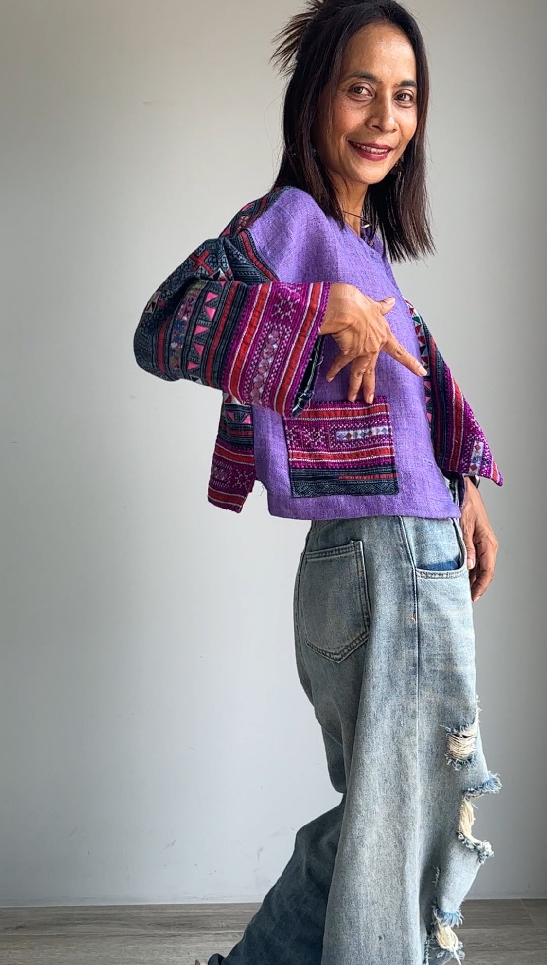 Purple crop top jacket