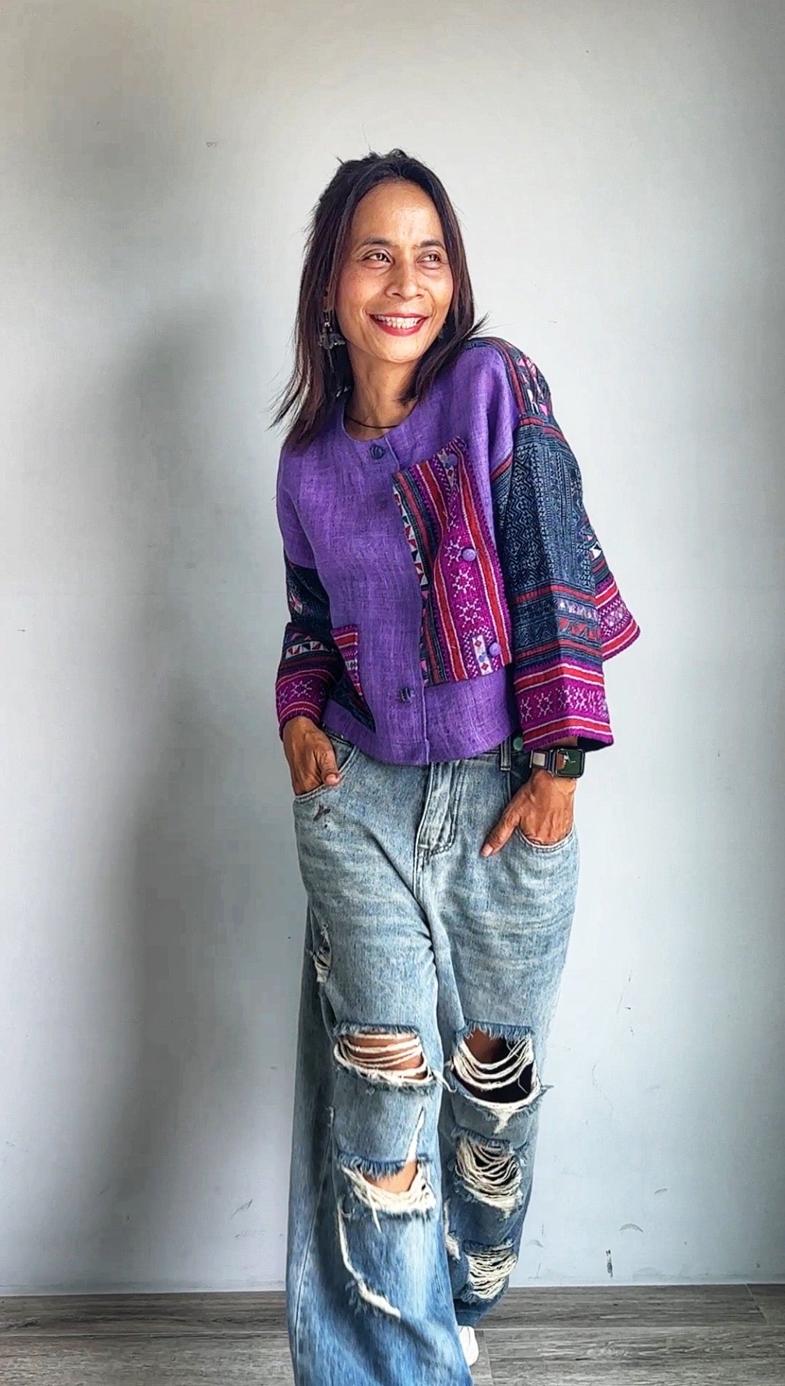 Purple crop top jacket