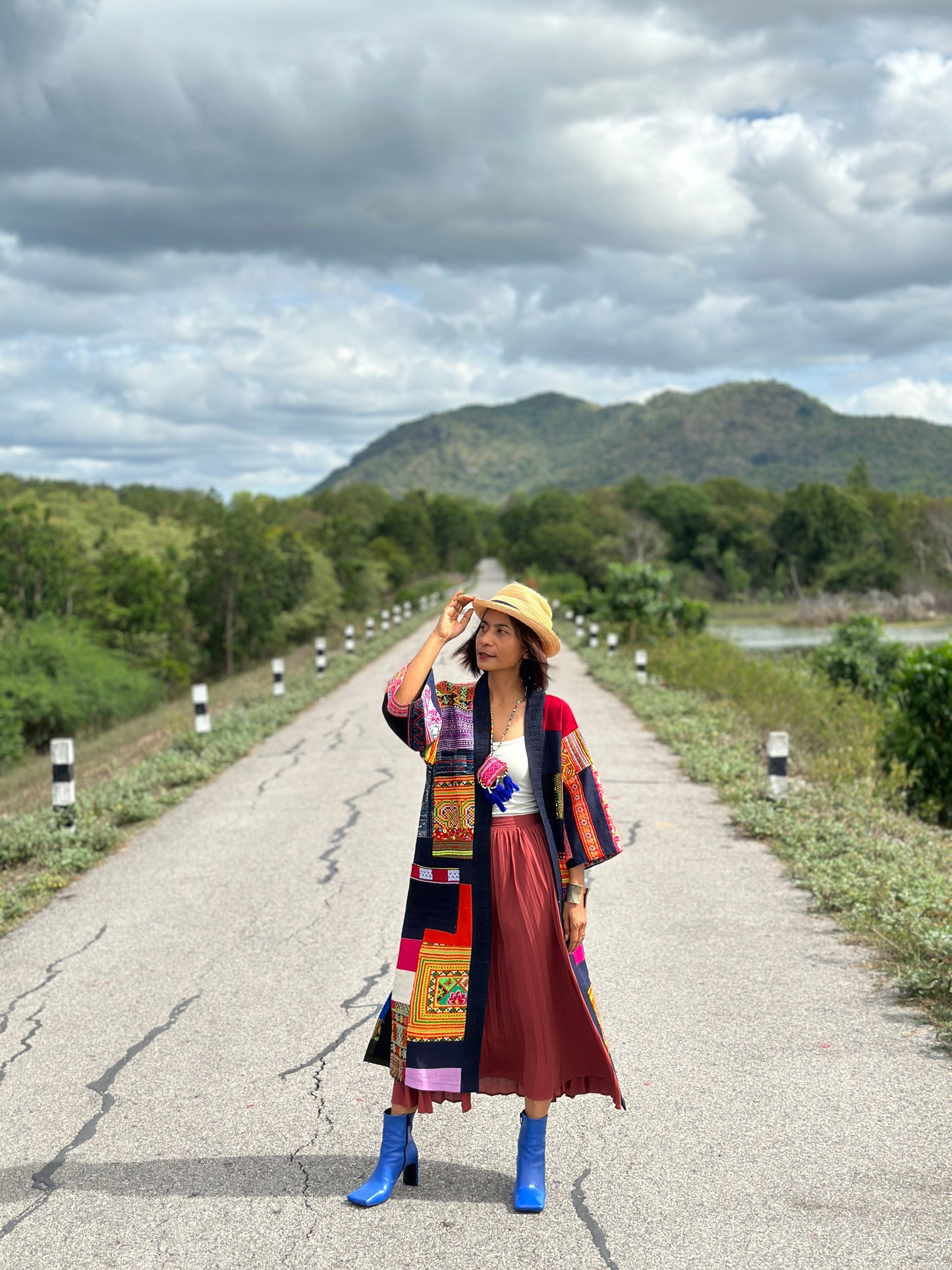 Patchwork coat | open front cardigan made from colorful vintage hill tribe fabrics
