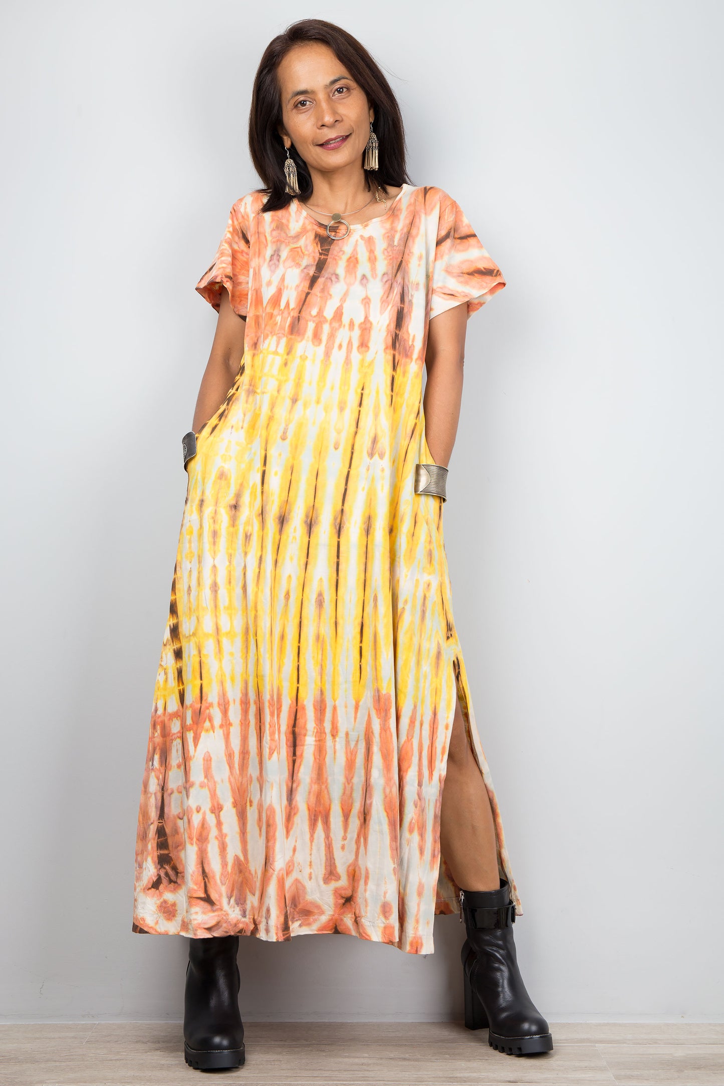 Tie dye dress with split
