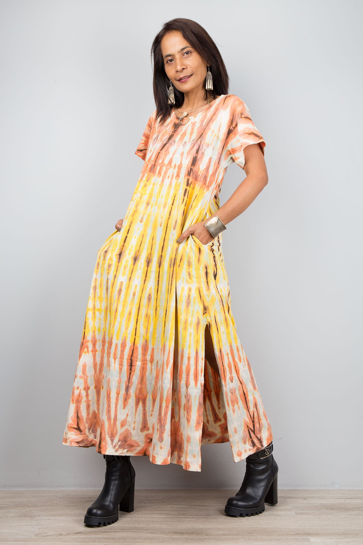 Tie dye dress with split