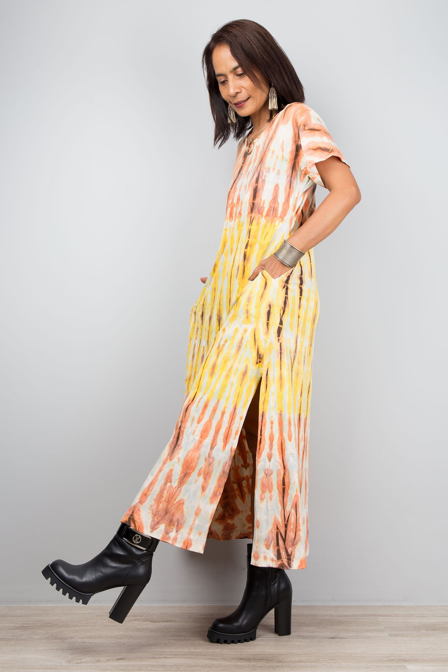 Tie dye dress with split