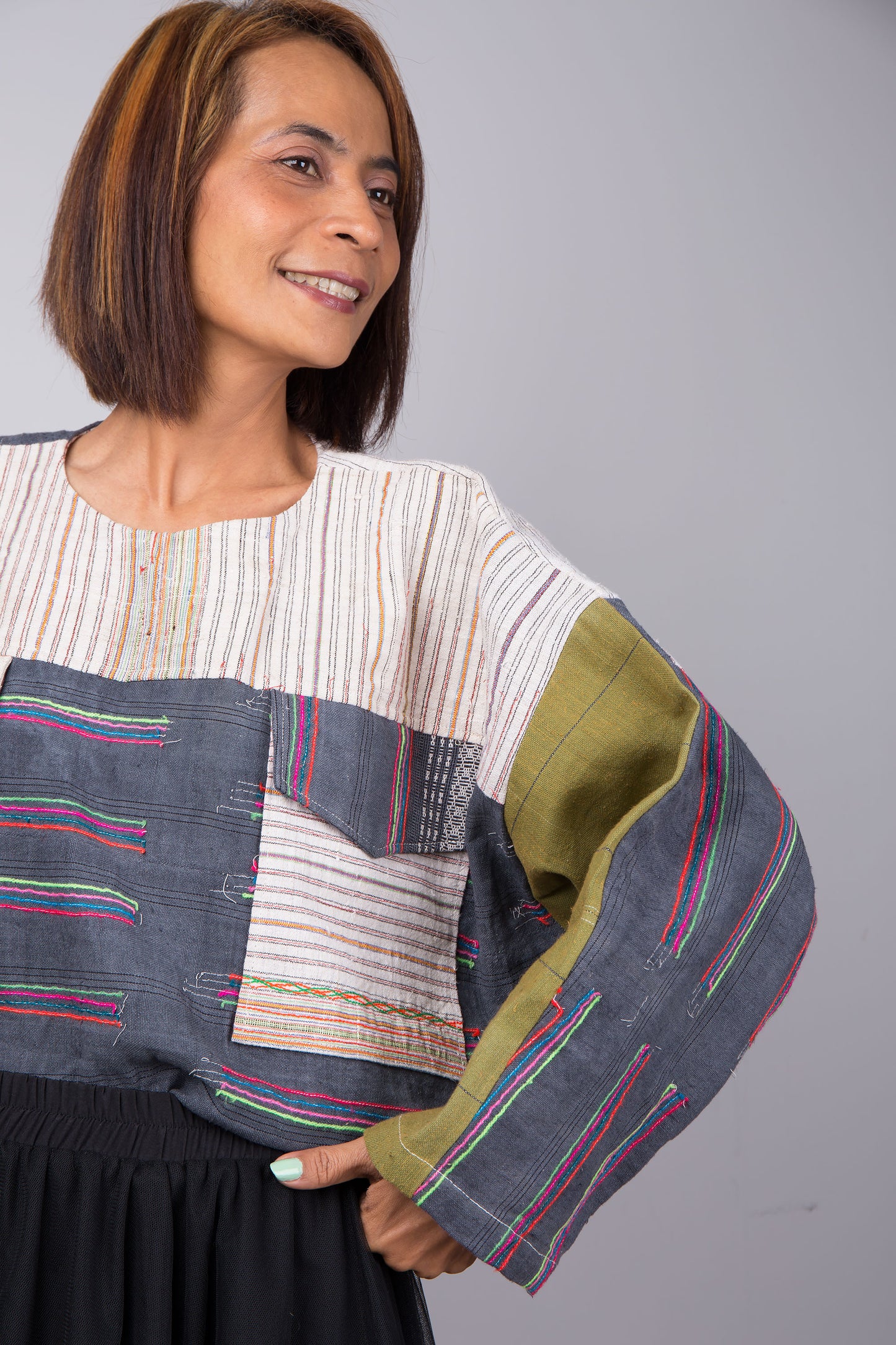 Oversized hemp pullover top