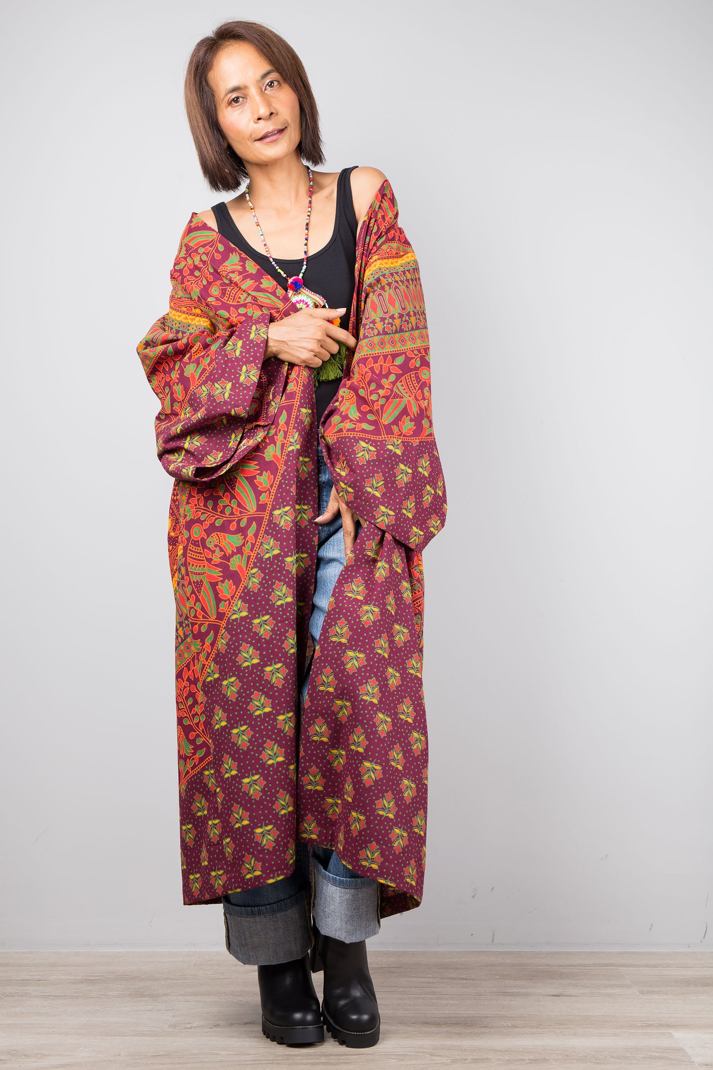 Offener Kimono-Bademantel