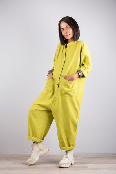 Loose fit linen jumpsuit | Linen overalls by Nuichan