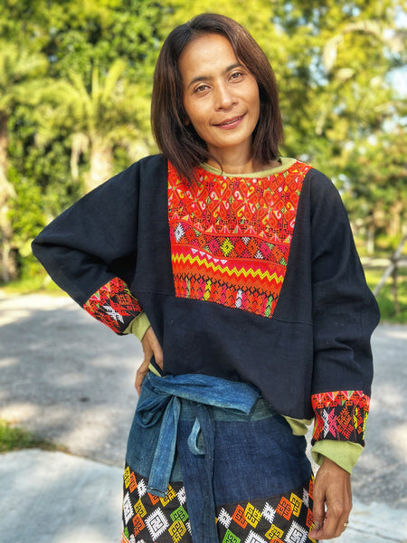 Patchwork pullover sweater