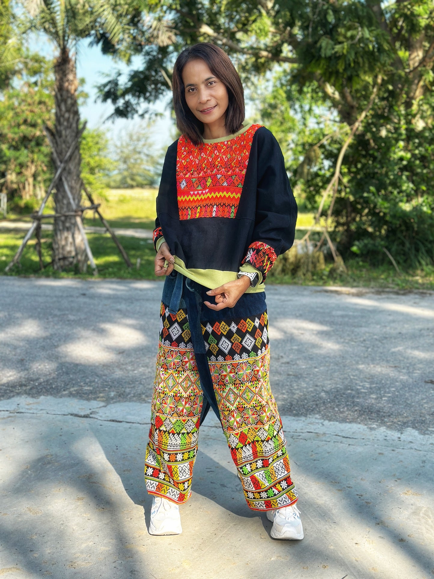 Patchwork pullover sweater