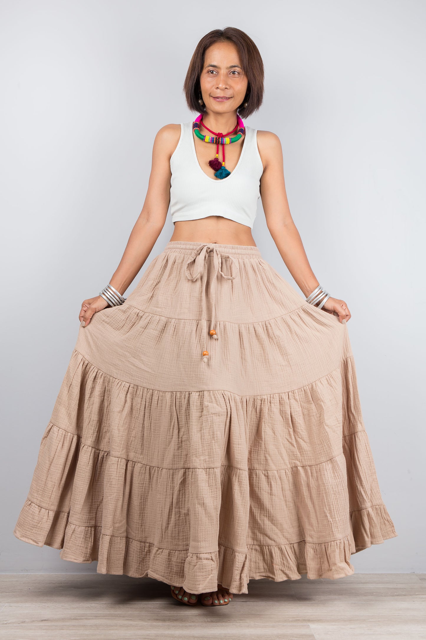 Long Cotton skirt for women. Soft flowing maxi skirt by Nuichan