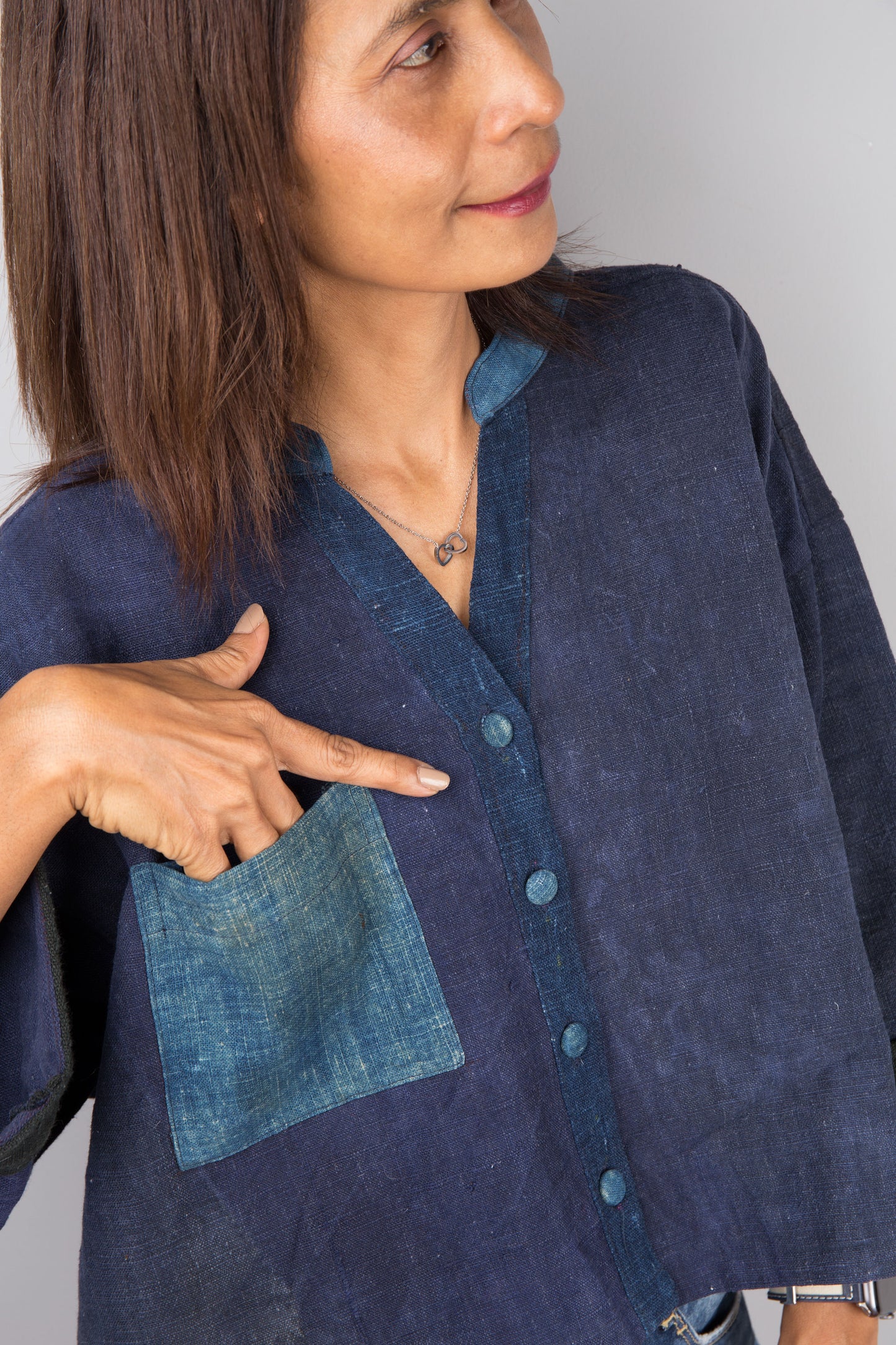 Indigo blouse top