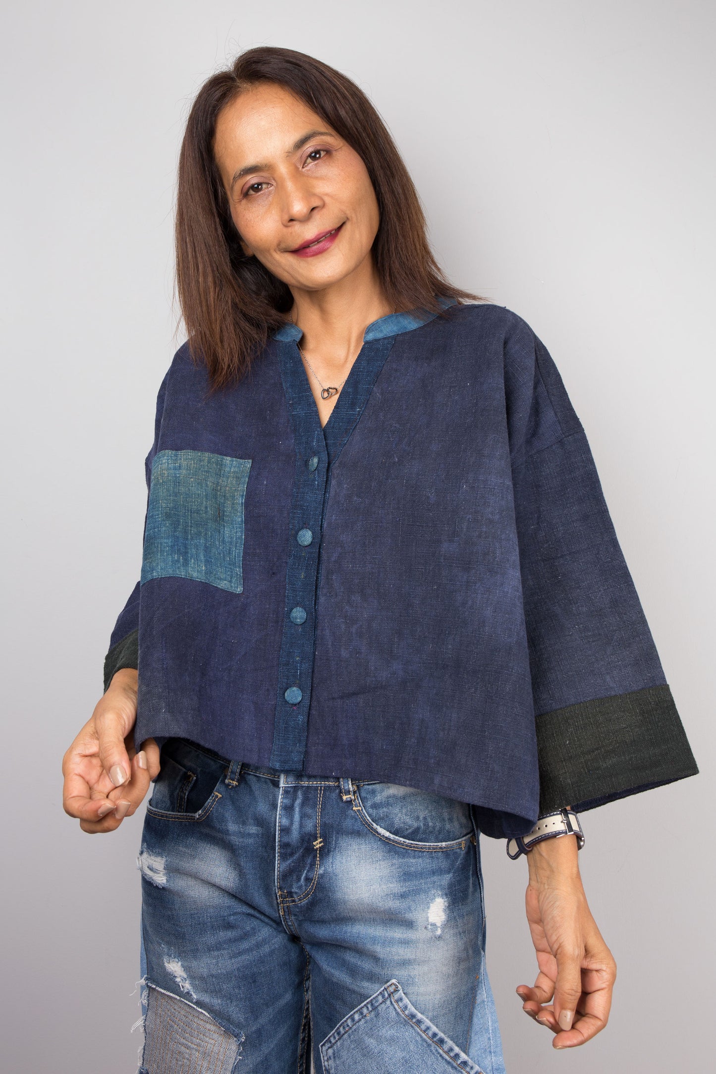 Indigo blouse top