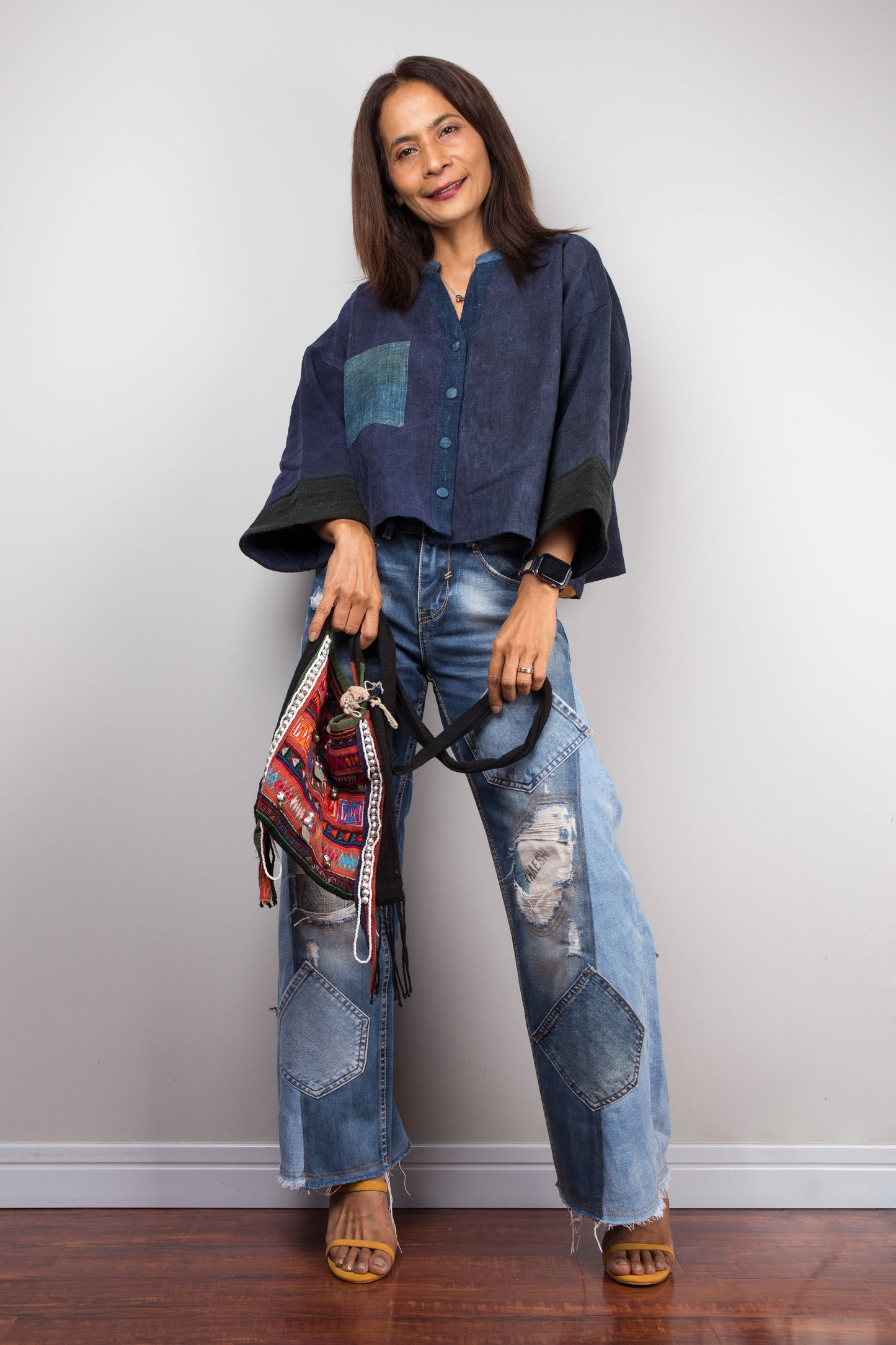 Indigo blouse top