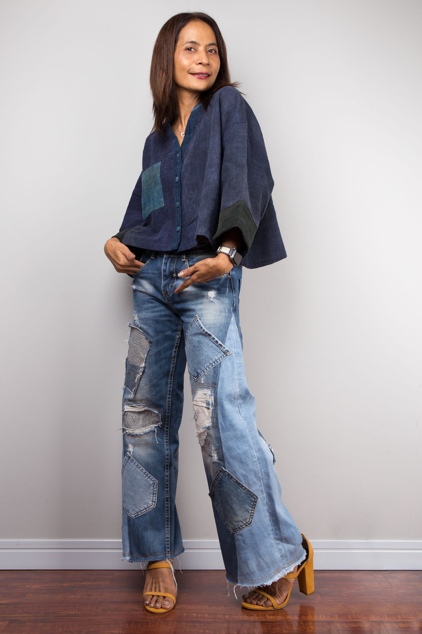 Indigo blouse top