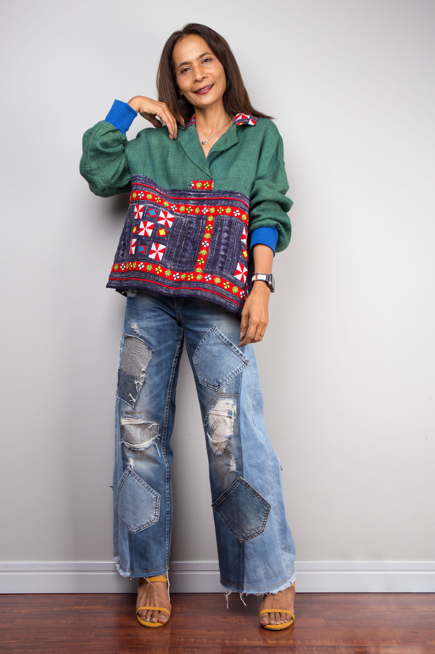 Patchwork Hemp Pullover