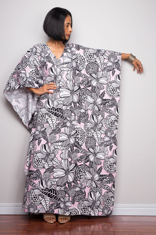 Pink floral kaftan