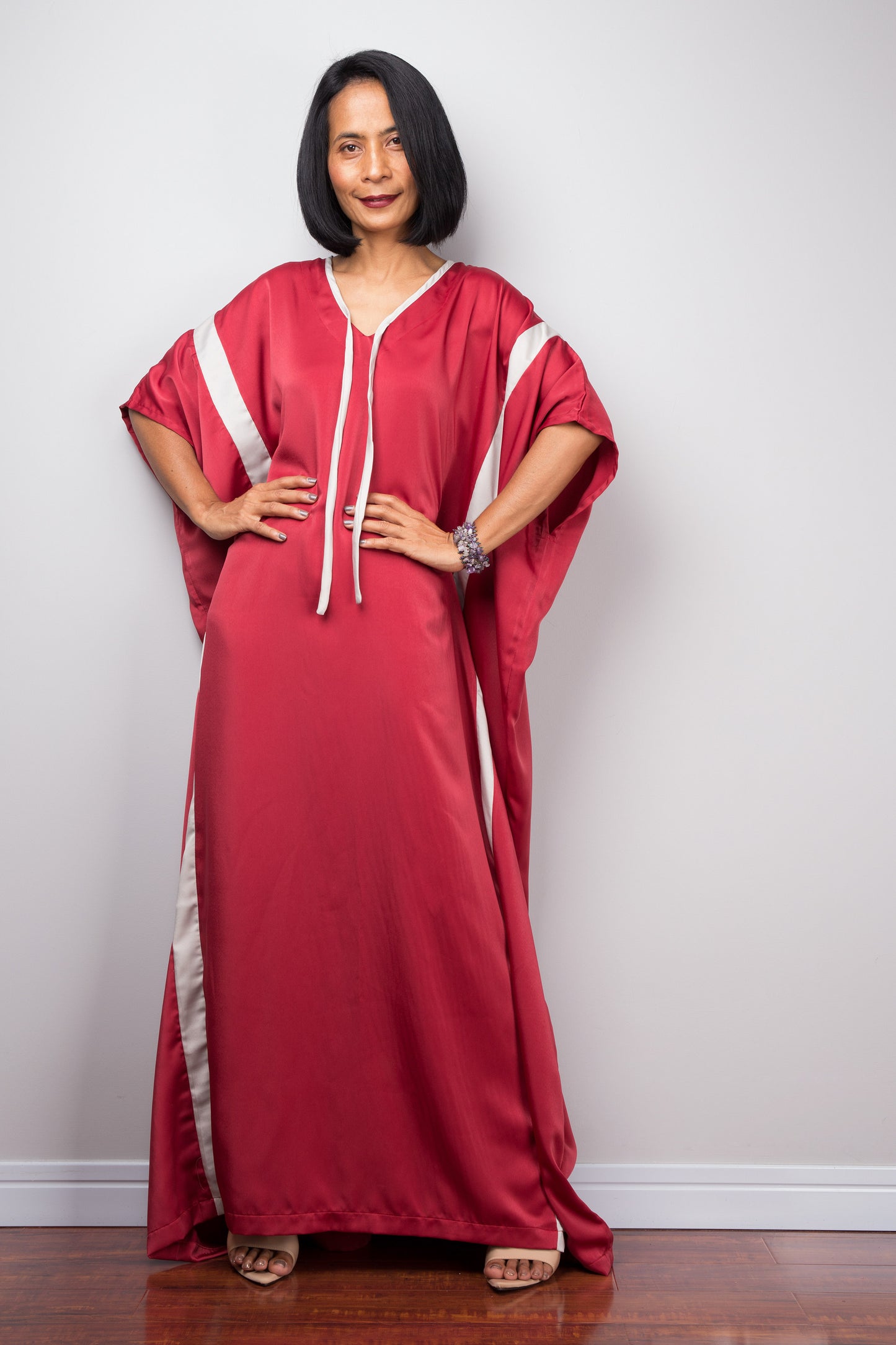 Red caftan dress