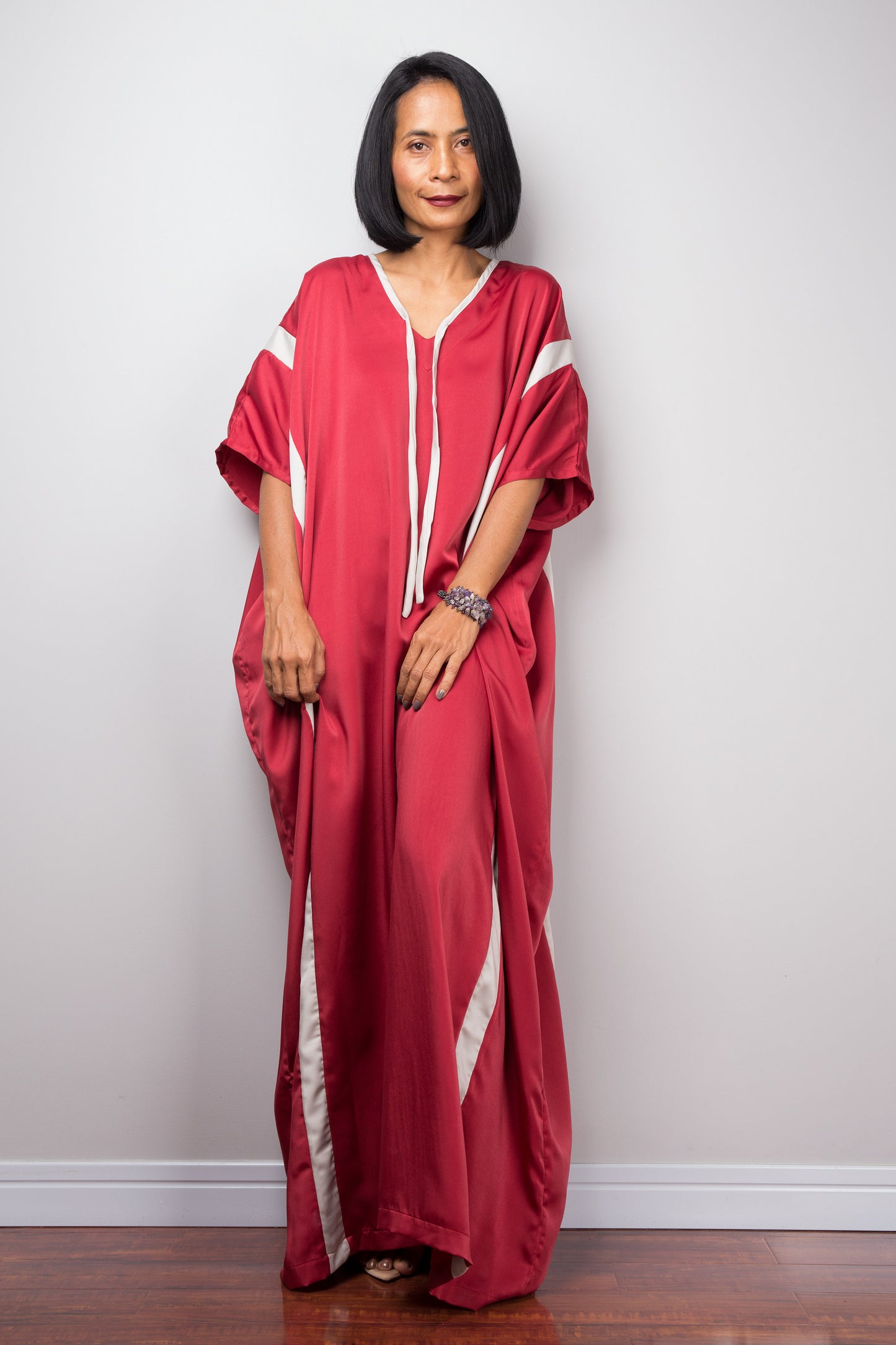 Red caftan dress