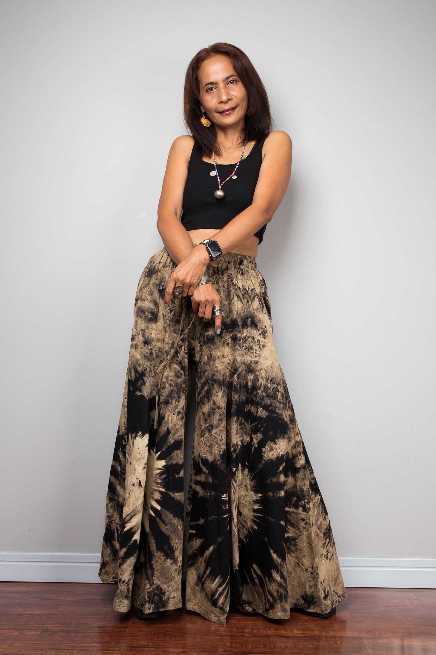 Reverse Dye Wide Leg Palazzo Pants