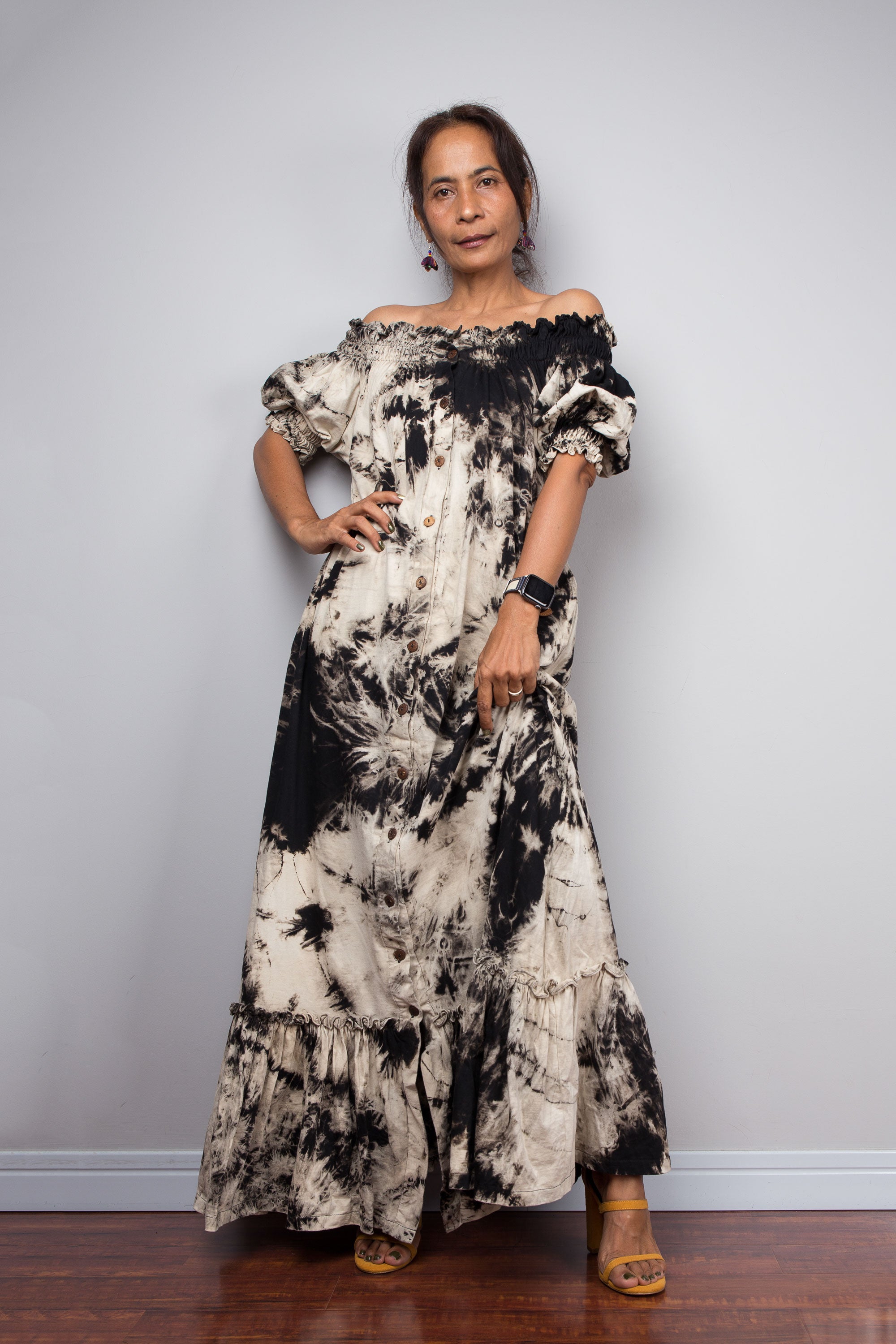 black white tie dye maxi dress Off-The-Shoulder Reverse Tie-Dye noir black midi dress Lilac Mermaid Prom Outfit Maxi Length Girl Size:5