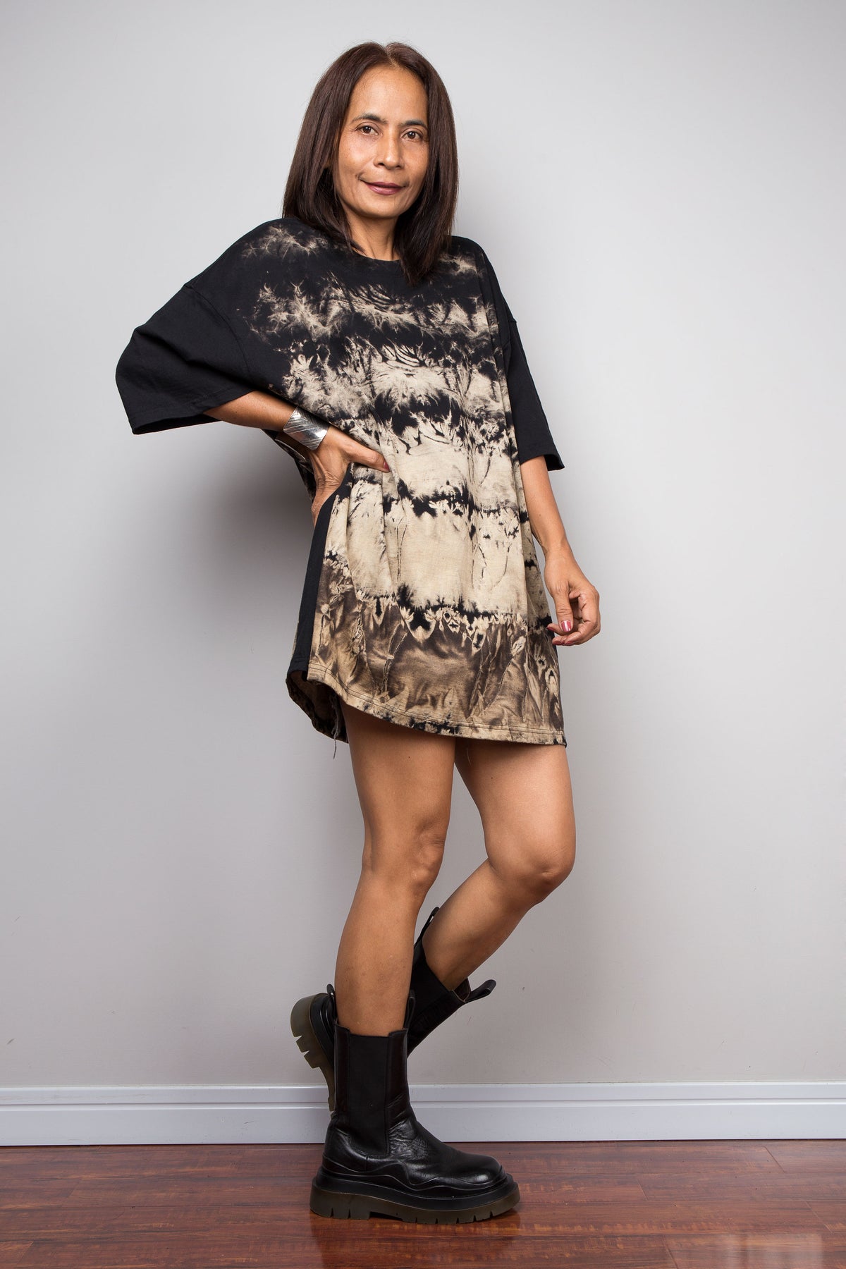Black Bleached Grunge Tie Dye T-Shirt