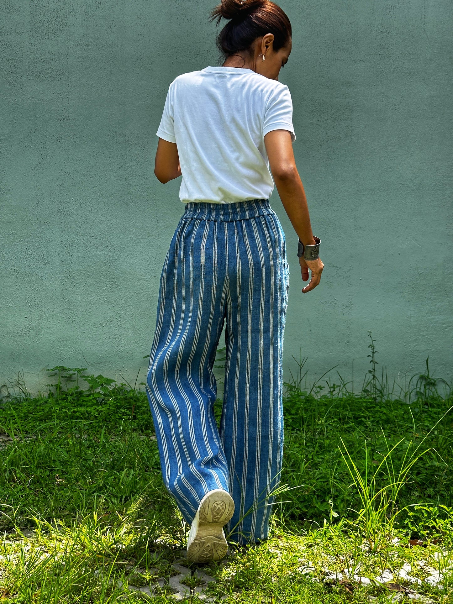 Hemp pants with pockets. Striped trousers by Nuichan