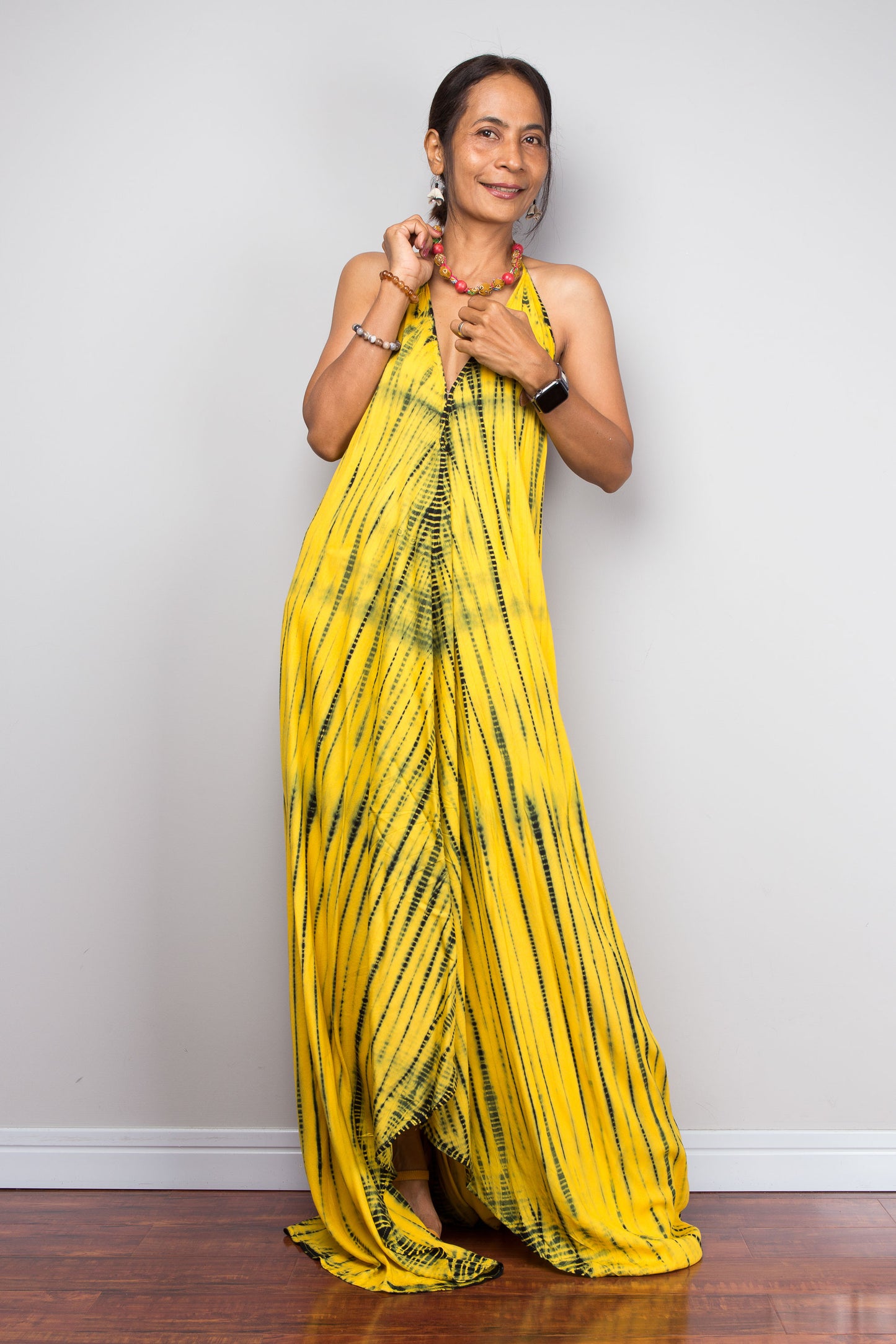 Yellow Tie Dye Halter Dress