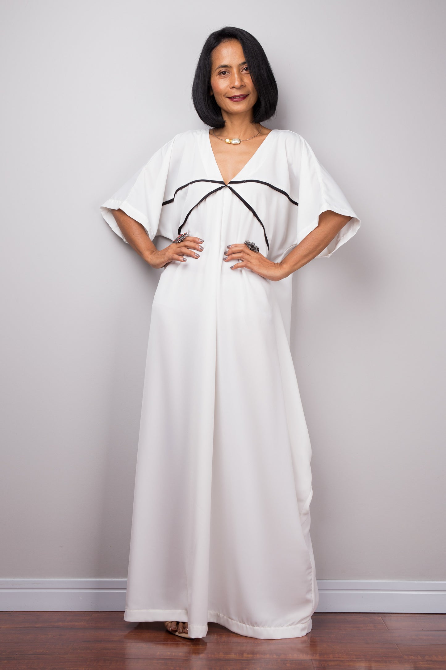 White kaftan dress