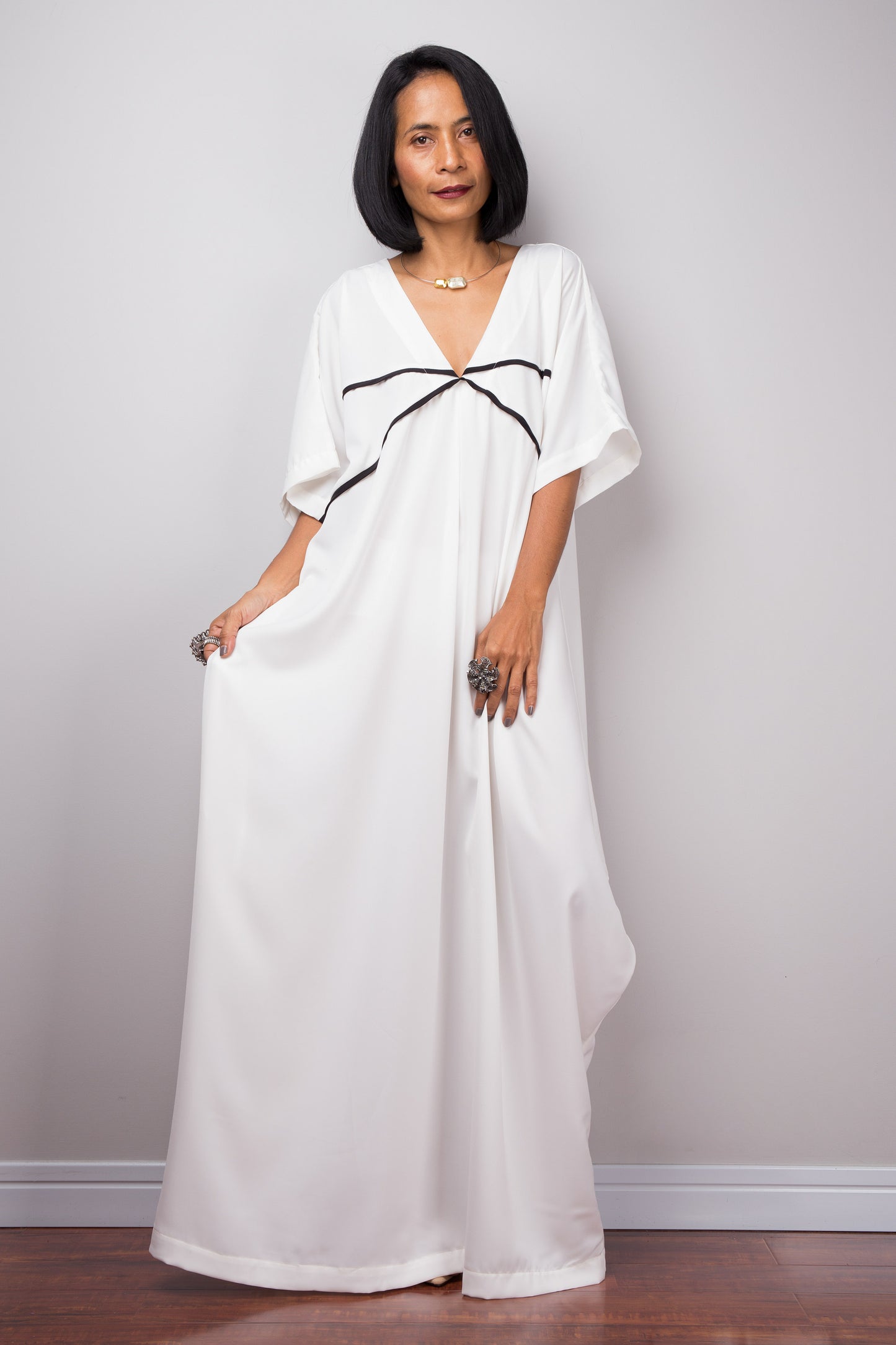 White kaftan dress
