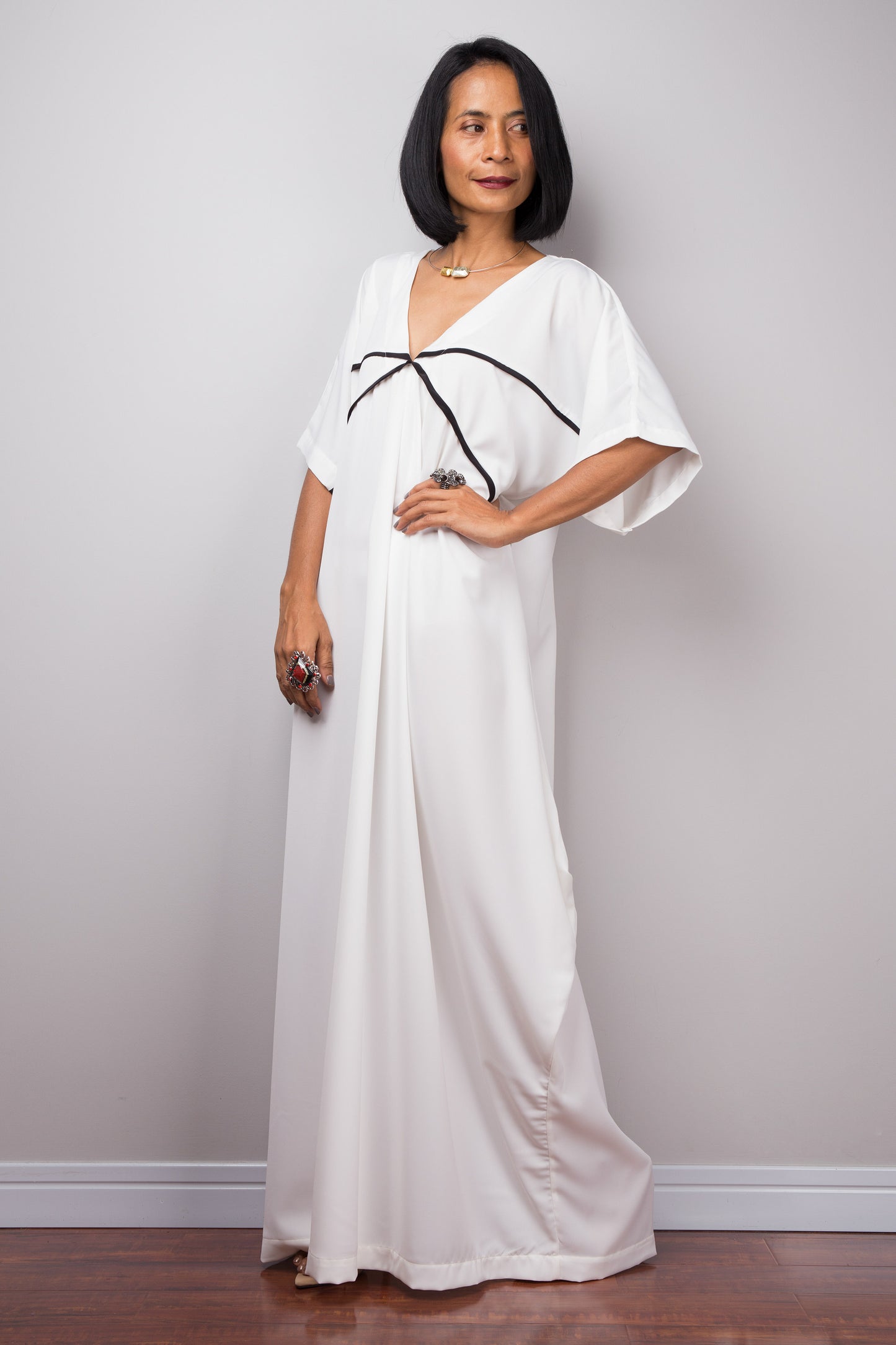 White kaftan dress